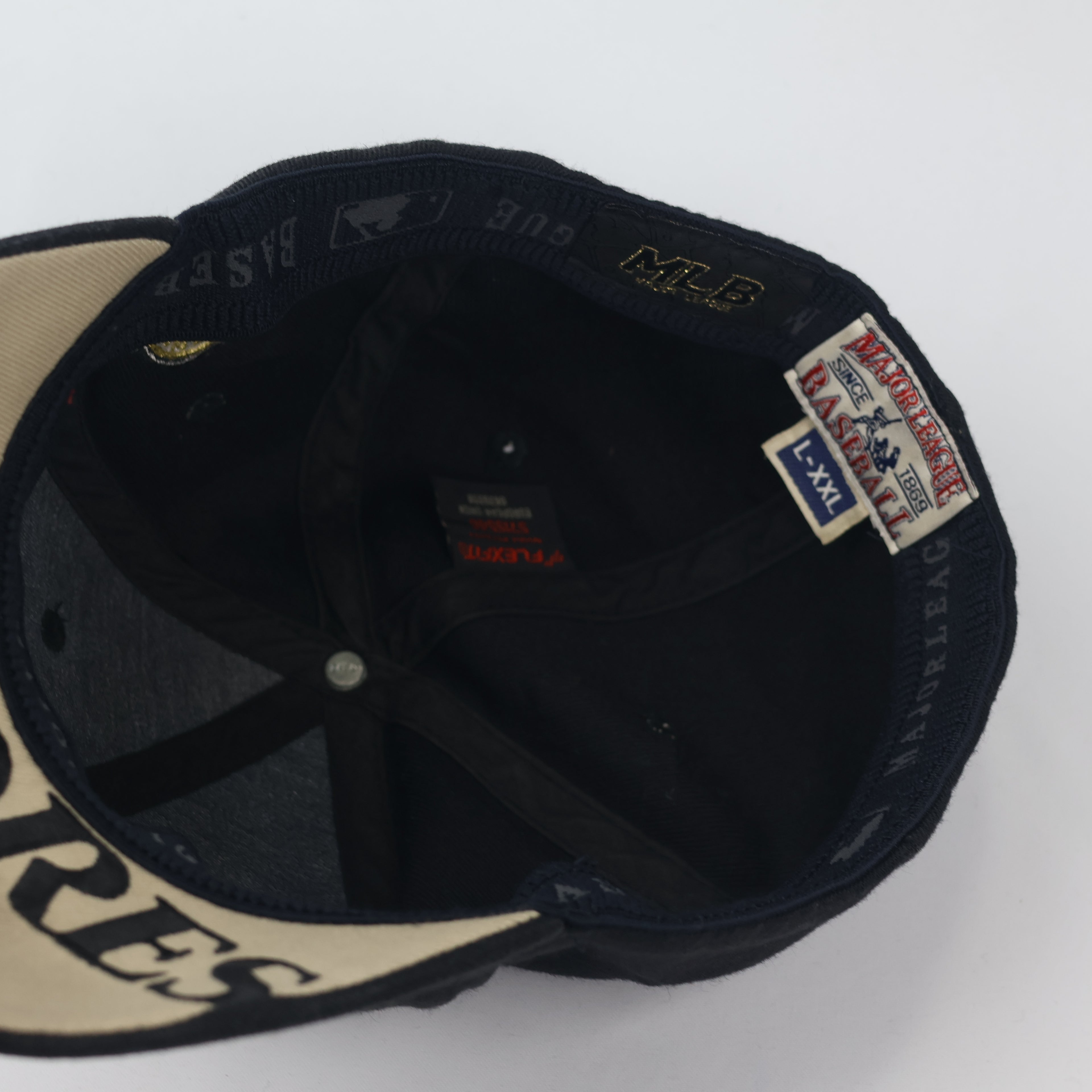 San Diego Padres Black & Gold Flexfit Thrifted Cap - SD Logo with Side Patch L-XXL