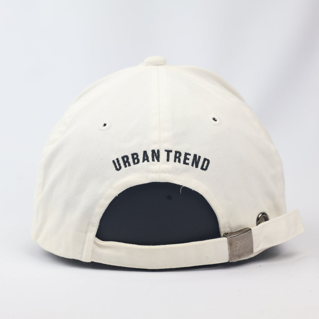 Brookside Off-White Cotton Baseball Thrifted Cap - Urban Trend Embroidered Strapback Hat