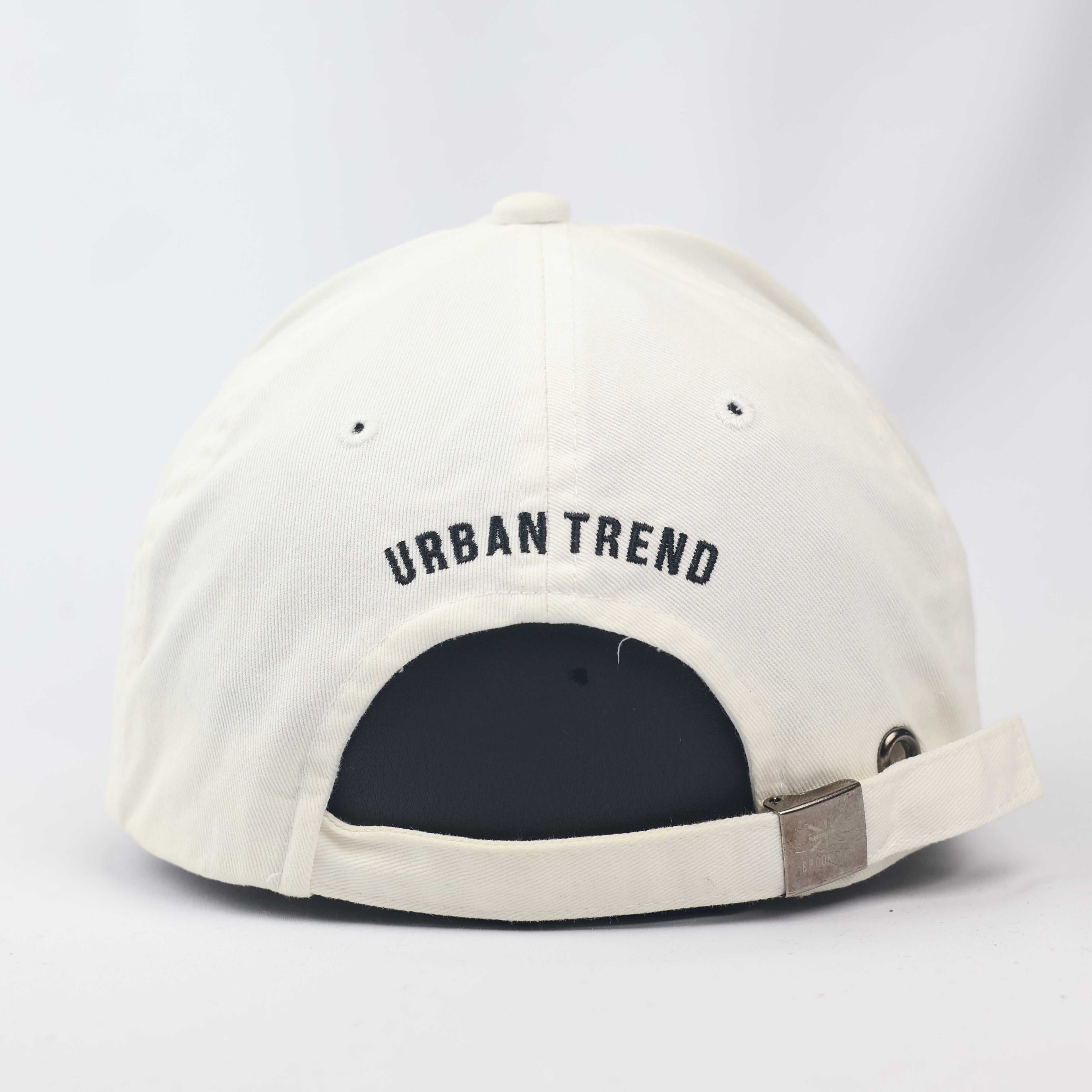 Brookside Off-White Cotton Baseball Thrifted Cap - Urban Trend Embroidered Strapback Hat