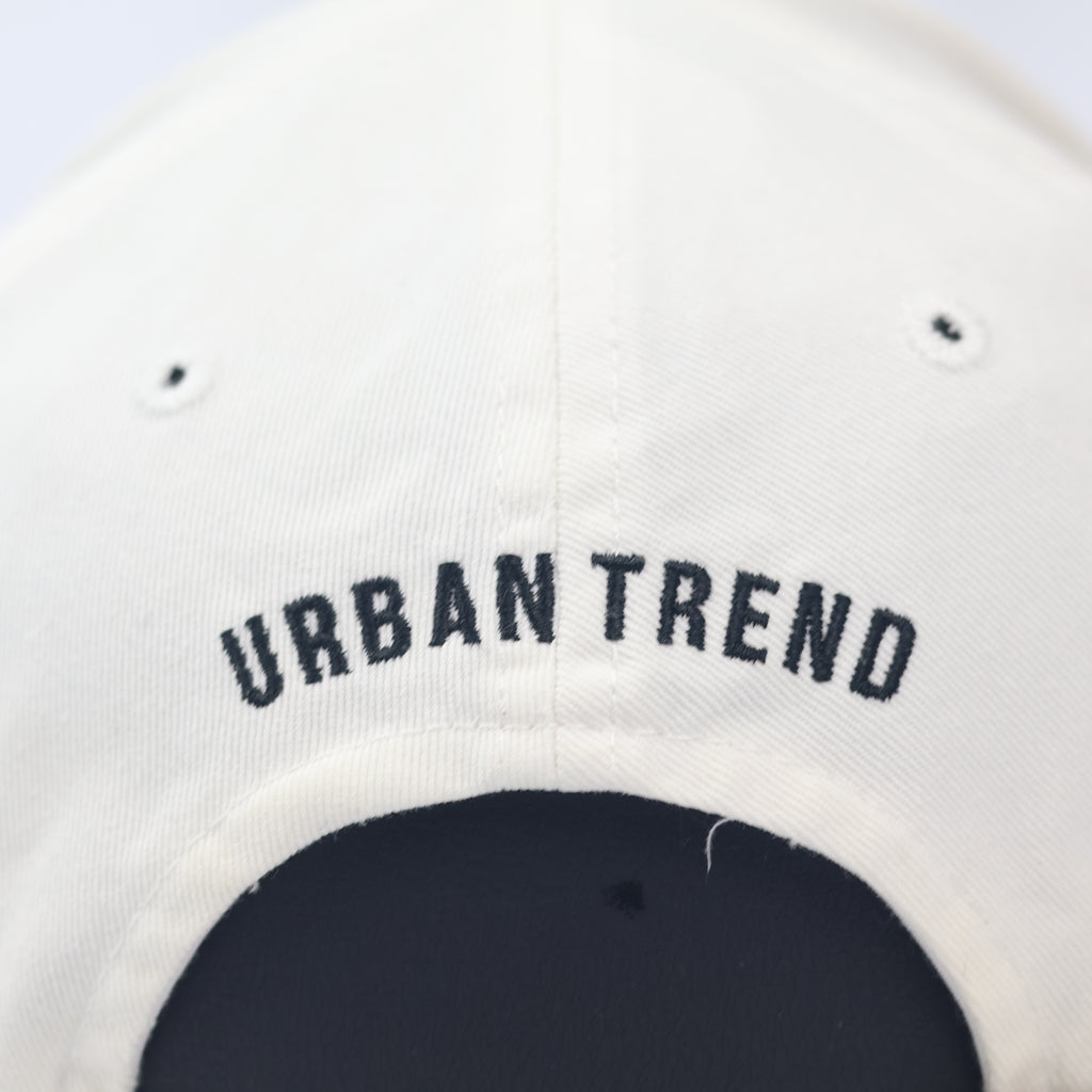 Brookside Off-White Cotton Baseball Thrifted Cap - Urban Trend Embroidered Strapback Hat