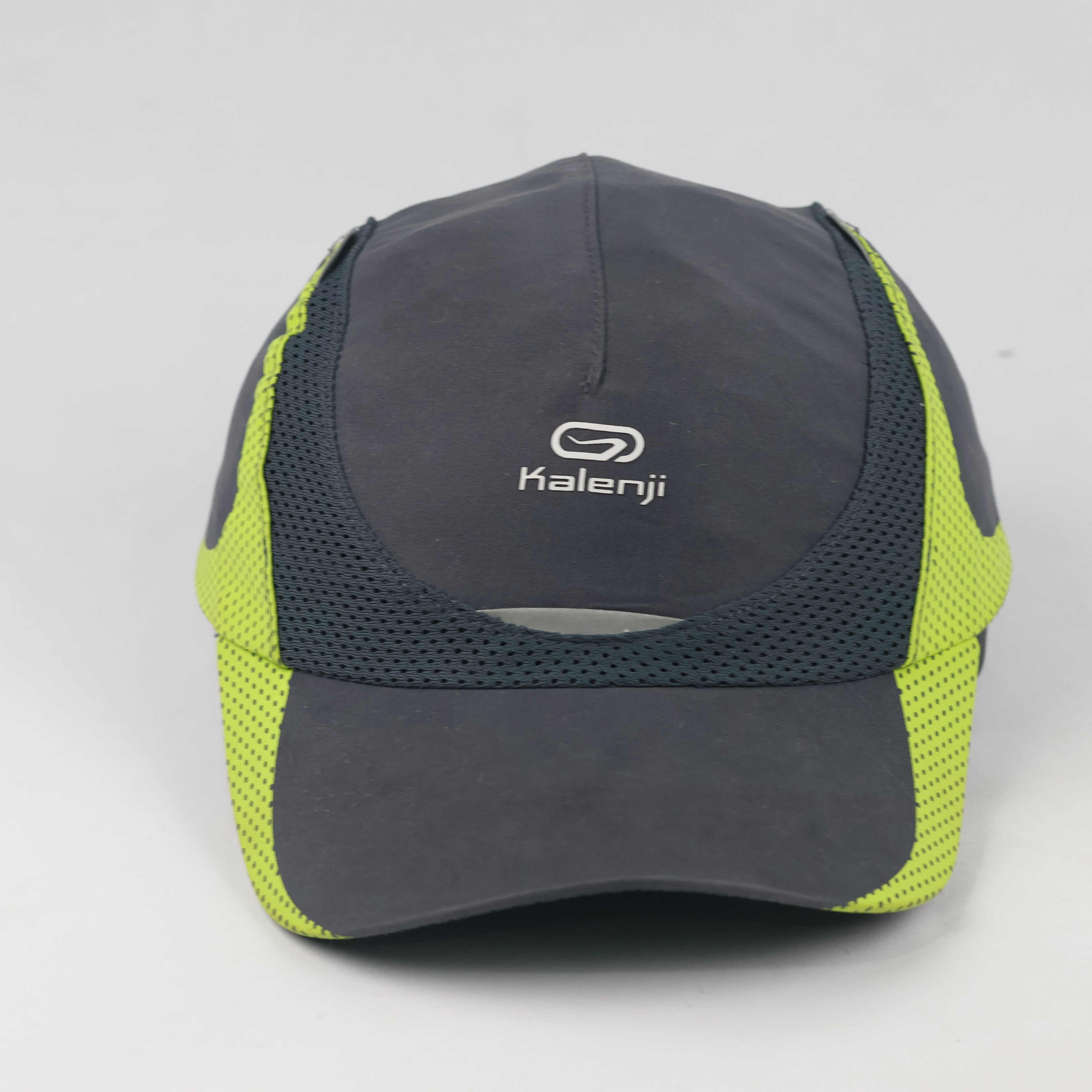 Thrifted Kalenji Dark Grey & Neon Lime Running Hat - Size 54-56cm