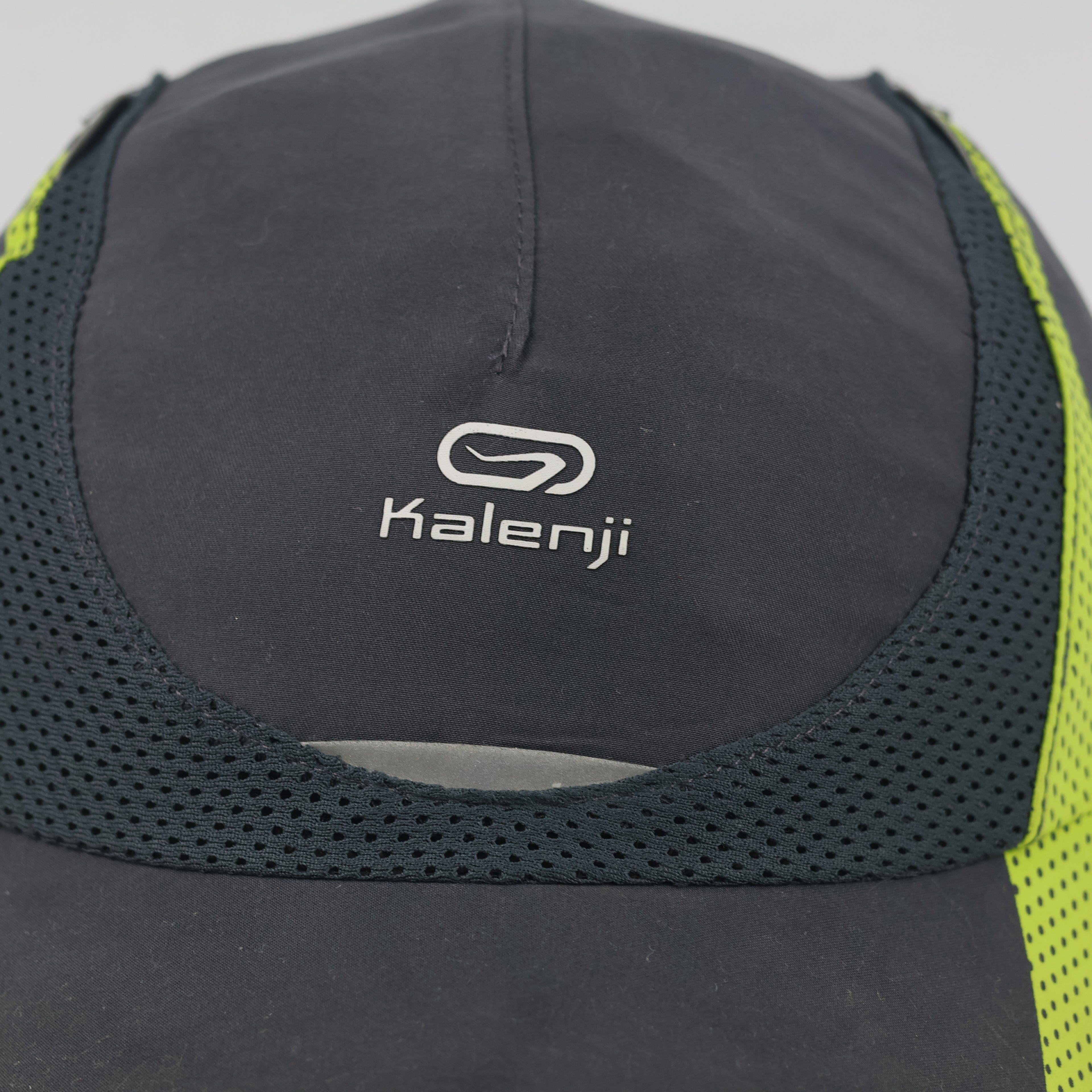 Thrifted Kalenji Dark Grey & Neon Lime Running Hat - Size 54-56cm