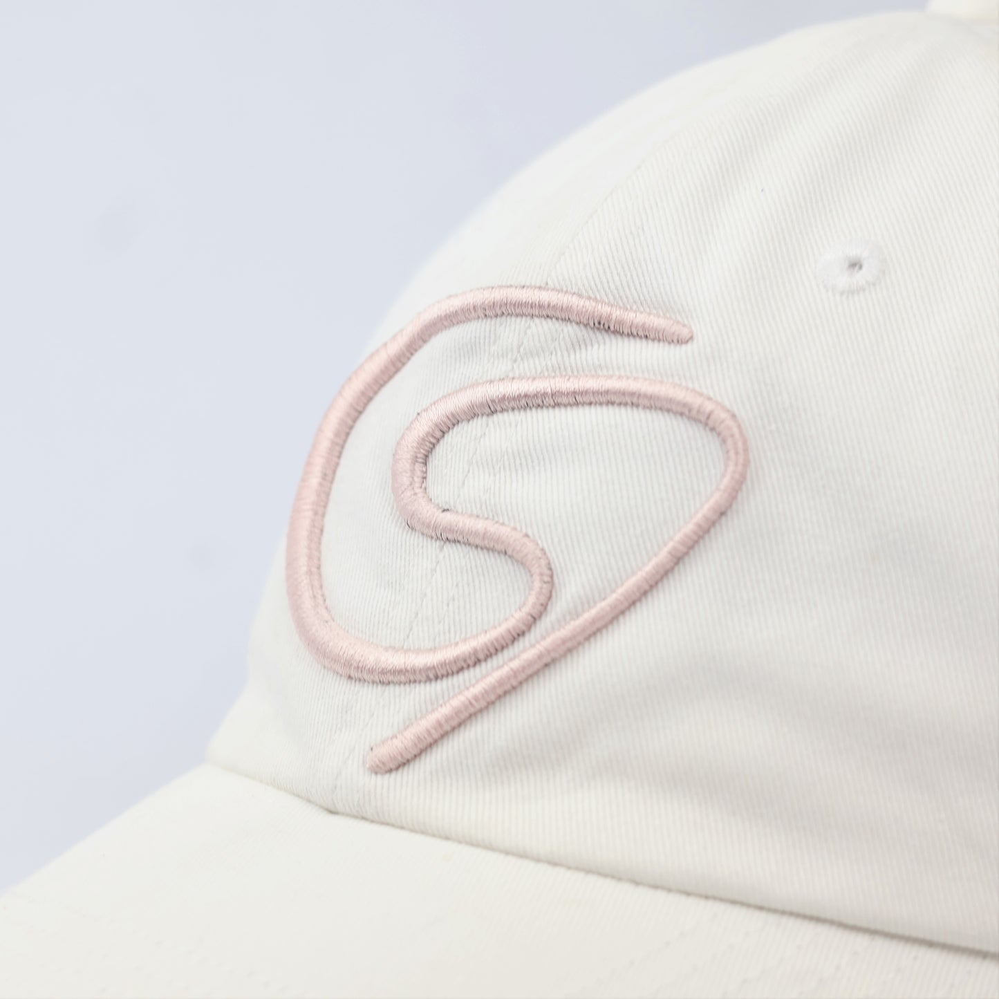 Finist White Cotton Baseball Thrifted Cap - Pink Swirl Logo Embroidered Hat