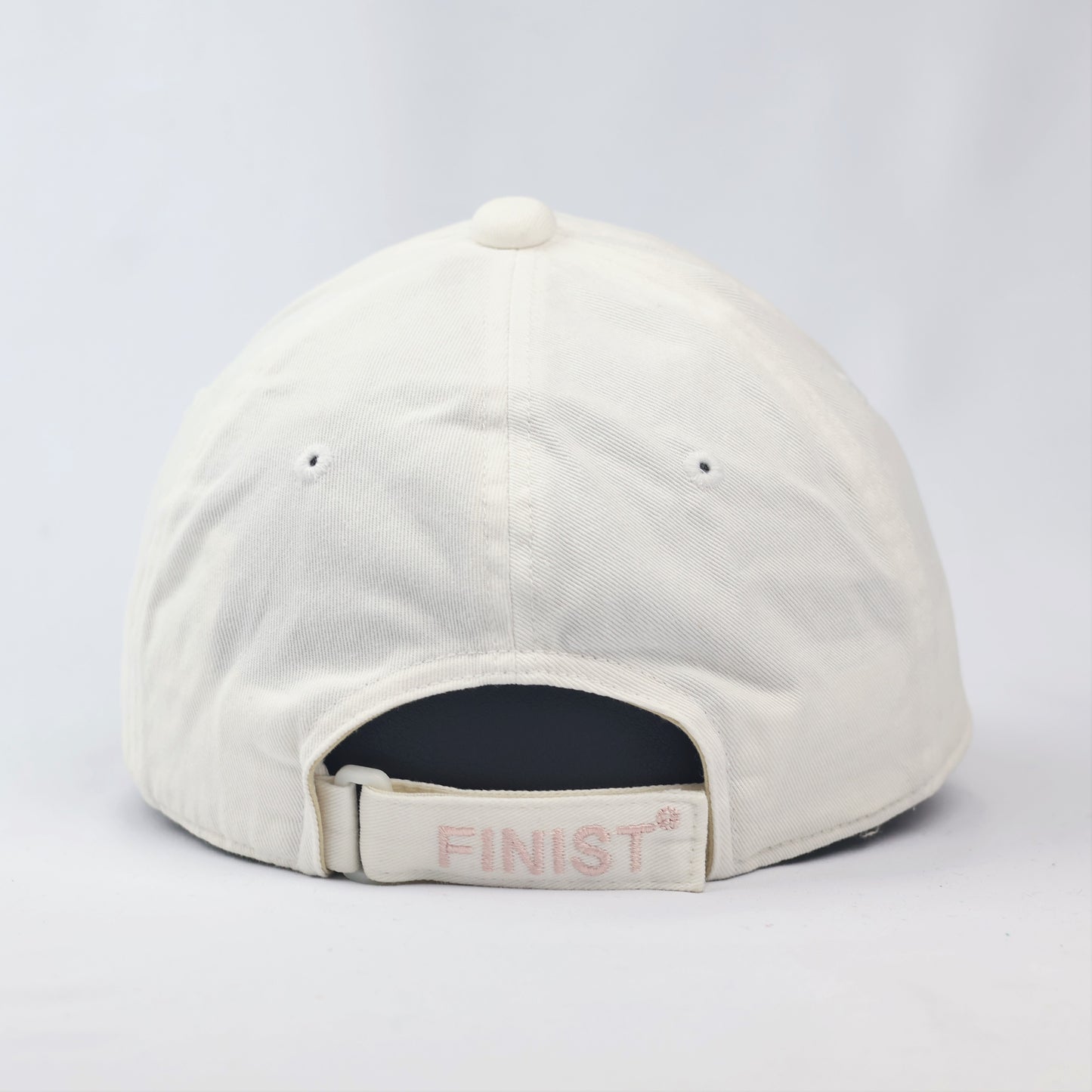 Finist White Cotton Baseball Thrifted Cap - Pink Swirl Logo Embroidered Hat