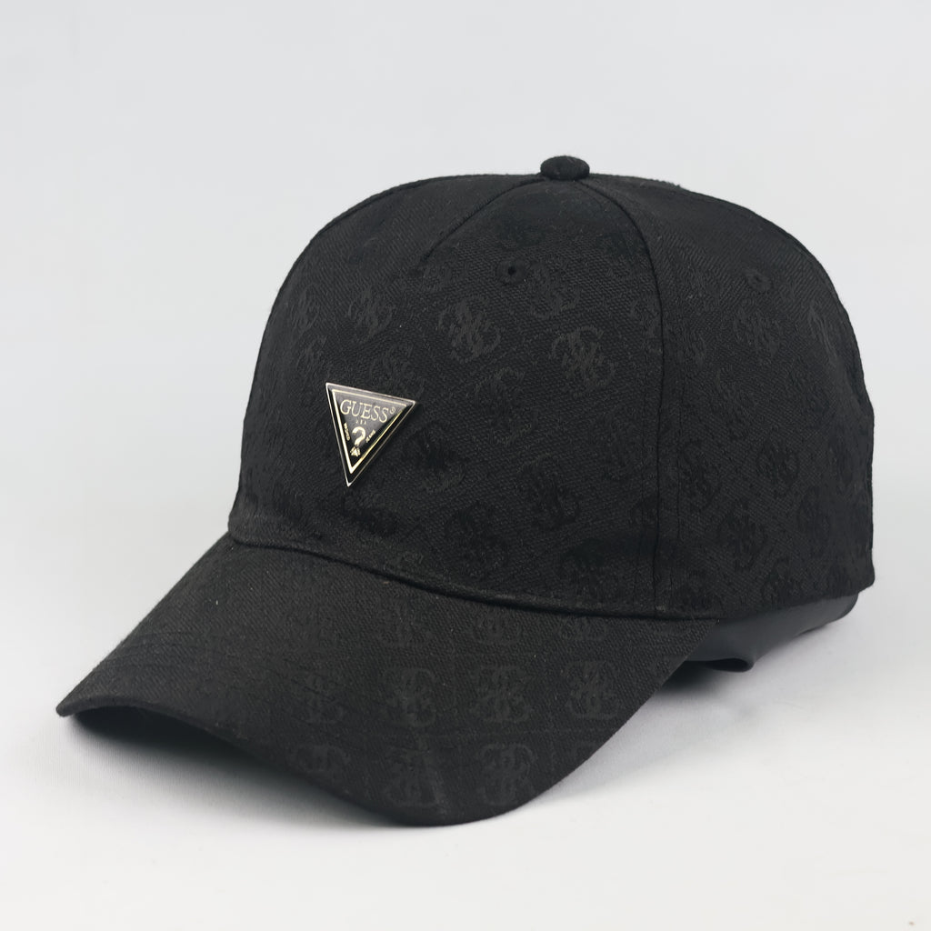 Thrifted Guess Monogram Jacquard Black Baseball Cap - Size 57-59cm