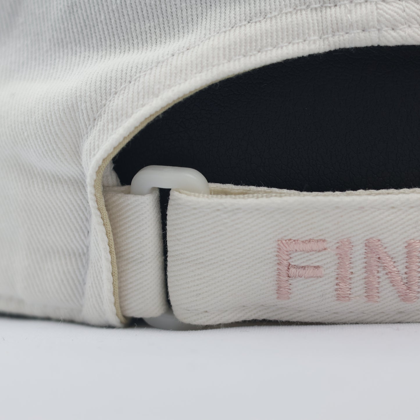 Finist White Cotton Baseball Thrifted Cap - Pink Swirl Logo Embroidered Hat