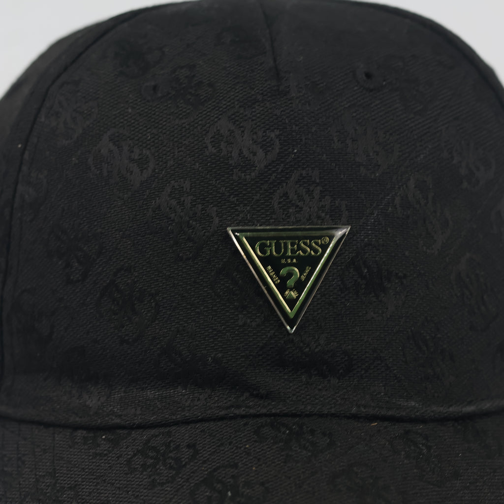 Thrifted Guess Monogram Jacquard Black Baseball Cap - Size 57-59cm