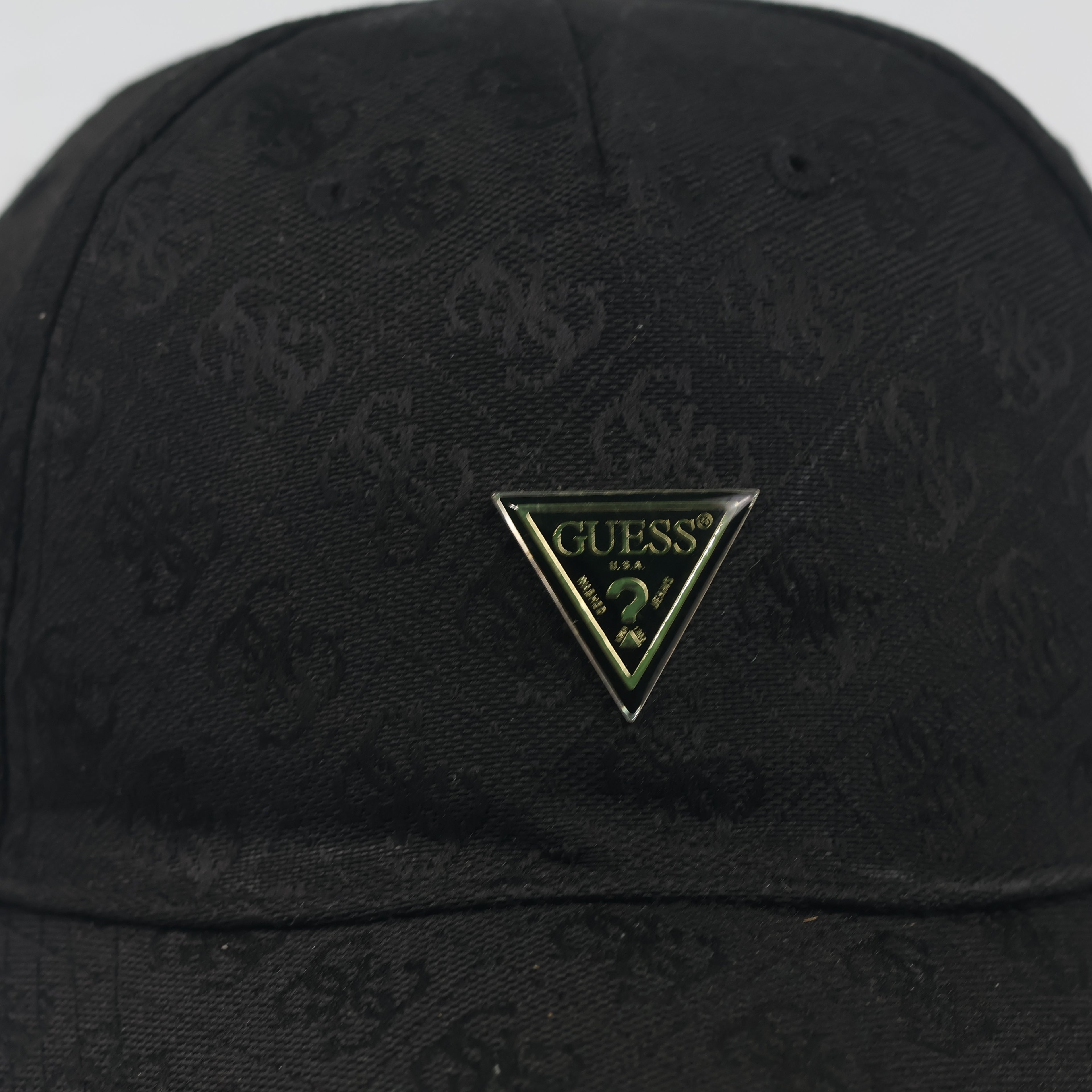 Thrifted Guess Monogram Jacquard Black Baseball Cap - Size 57-59cm