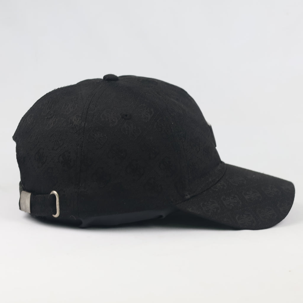 Thrifted Guess Monogram Jacquard Black Baseball Cap - Size 57-59cm
