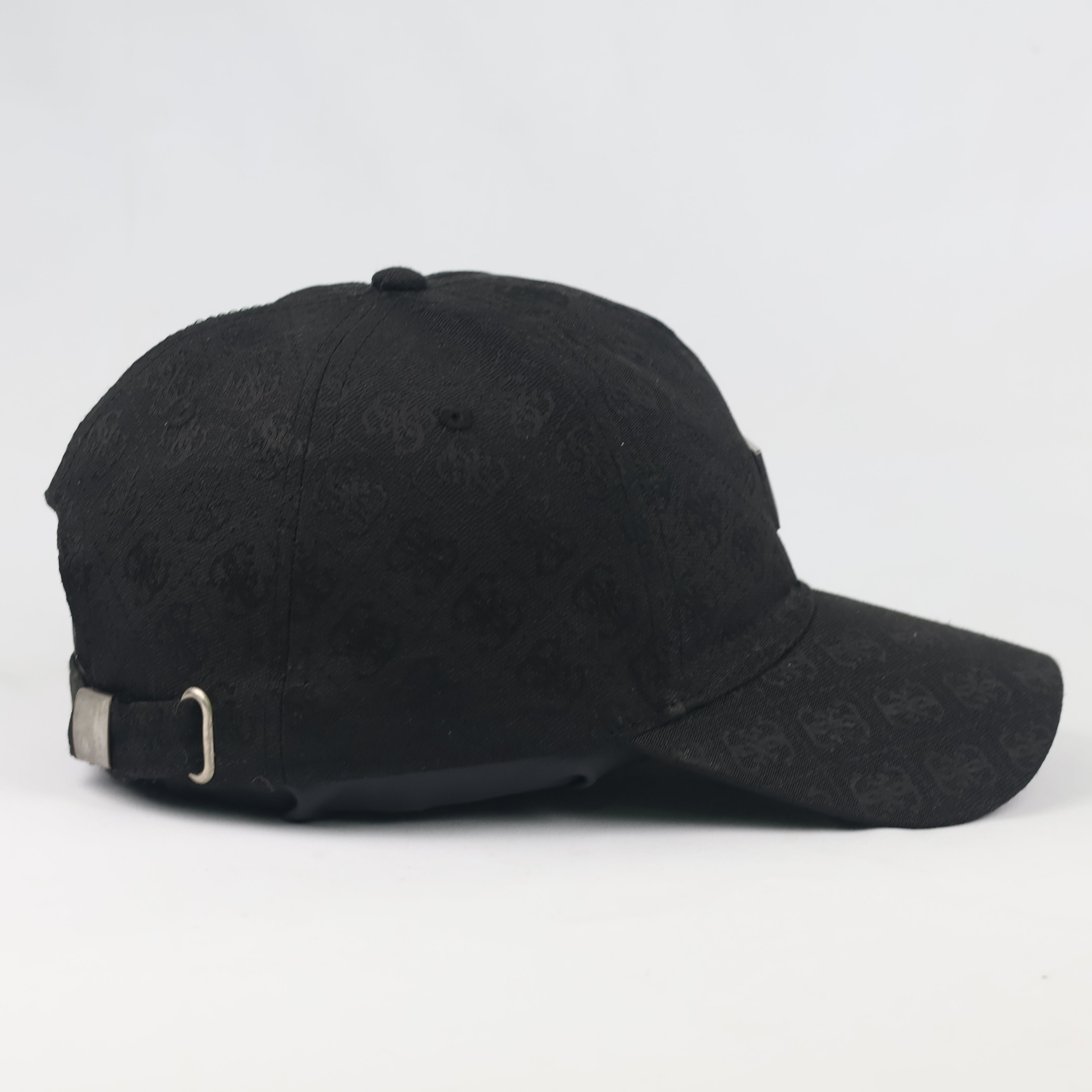 Thrifted Guess Monogram Jacquard Black Baseball Cap - Size 57-59cm