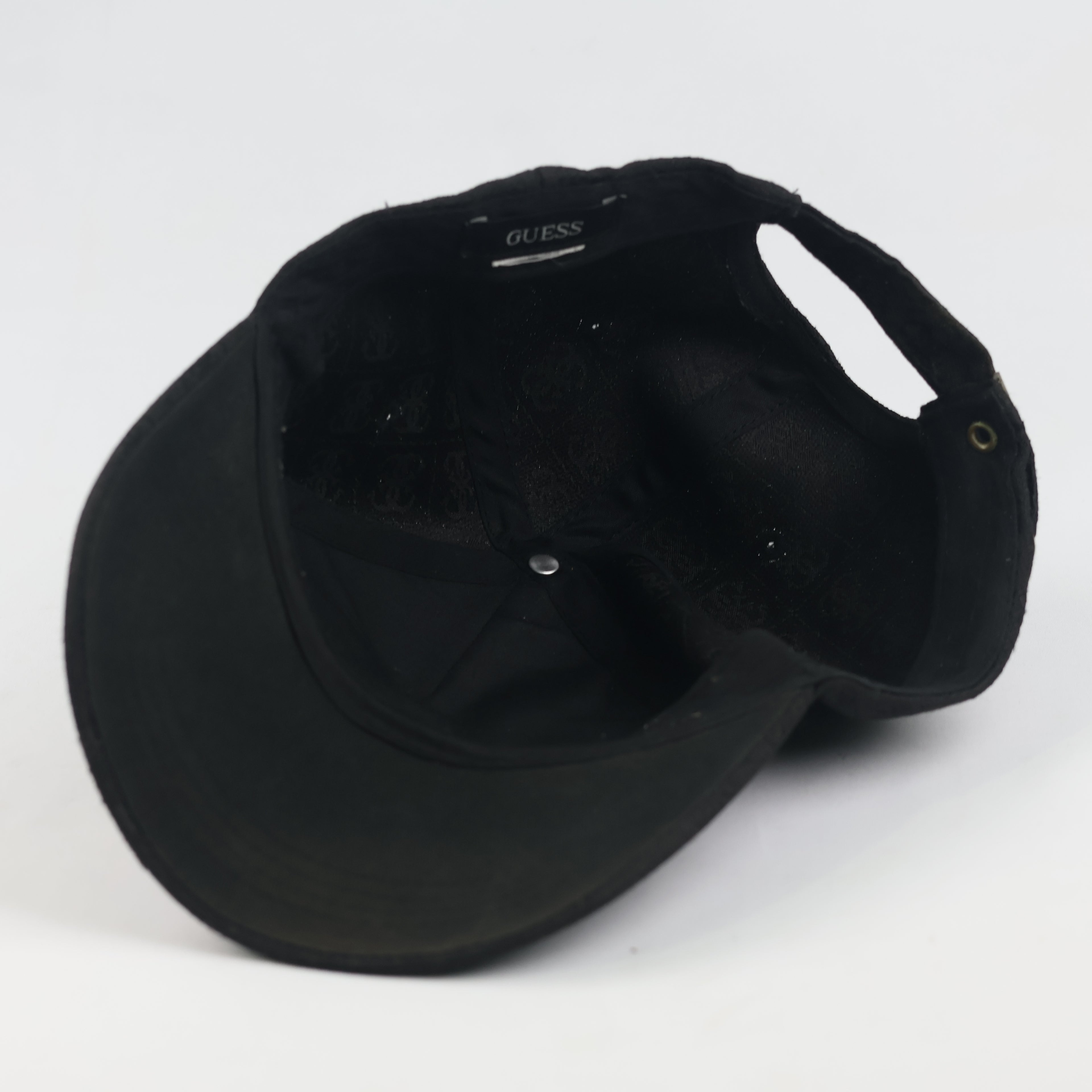 Thrifted Guess Monogram Jacquard Black Baseball Cap - Size 57-59cm