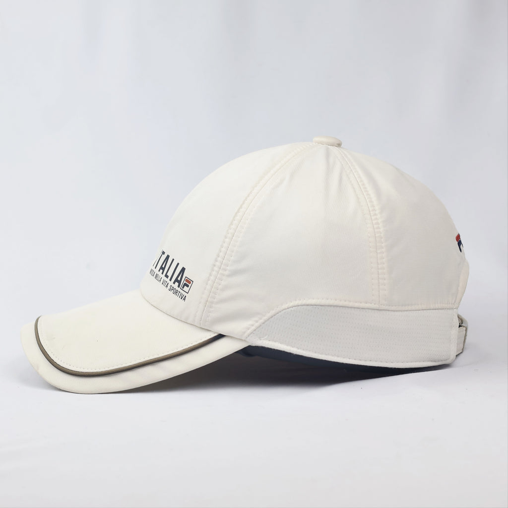 FILA Italia CoolMax Performance Thrifted Baseball Cap - White Sport Hat