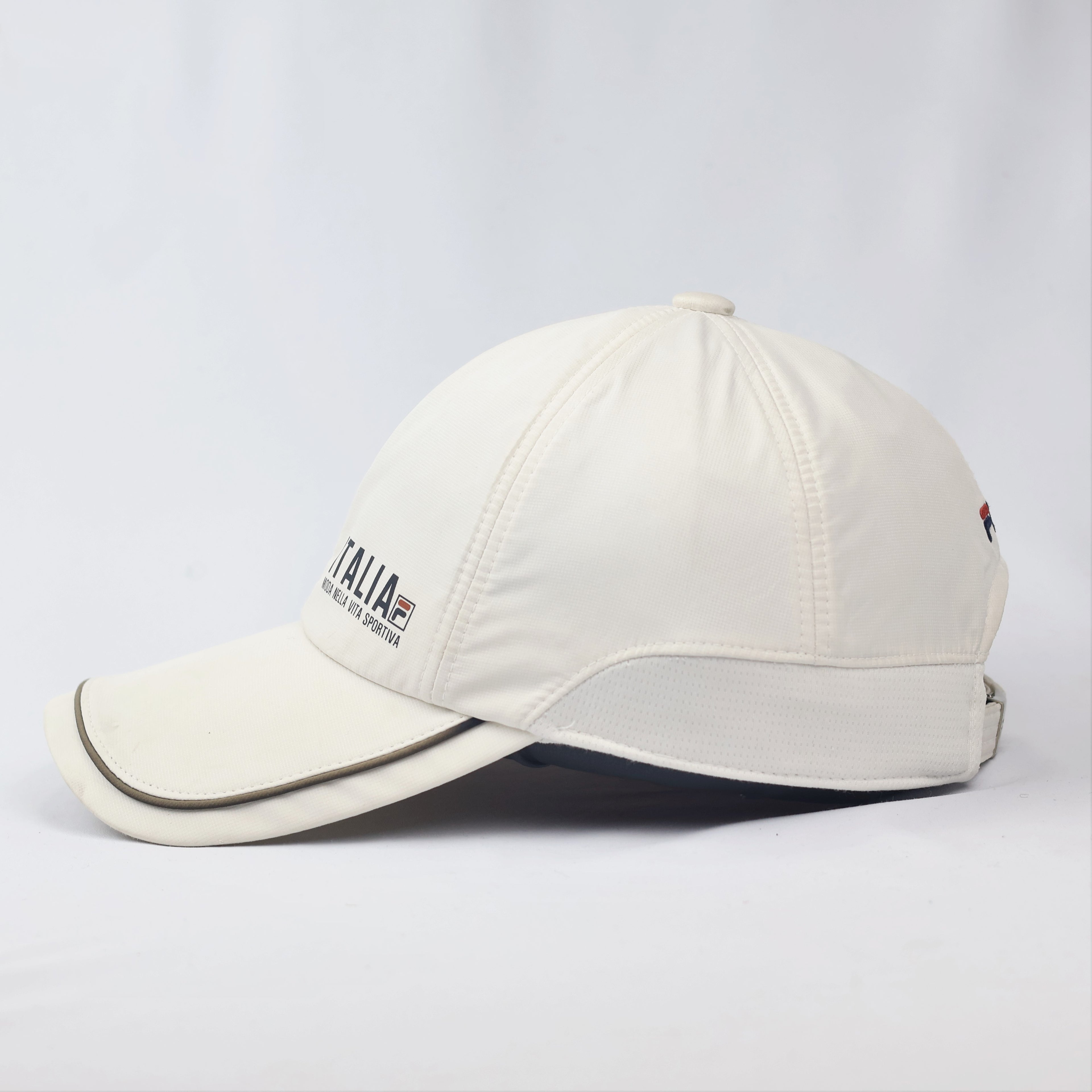 FILA Italia CoolMax Performance Thrifted Baseball Cap - White Sport Hat