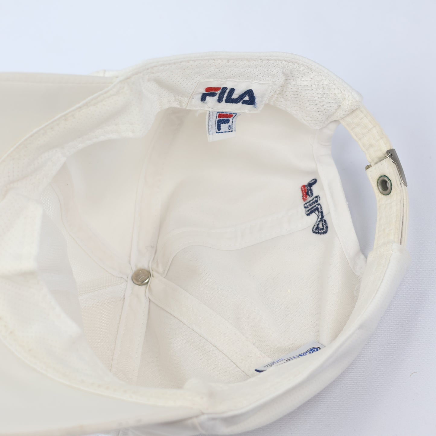 FILA Italia CoolMax Performance Thrifted Baseball Cap - White Sport Hat