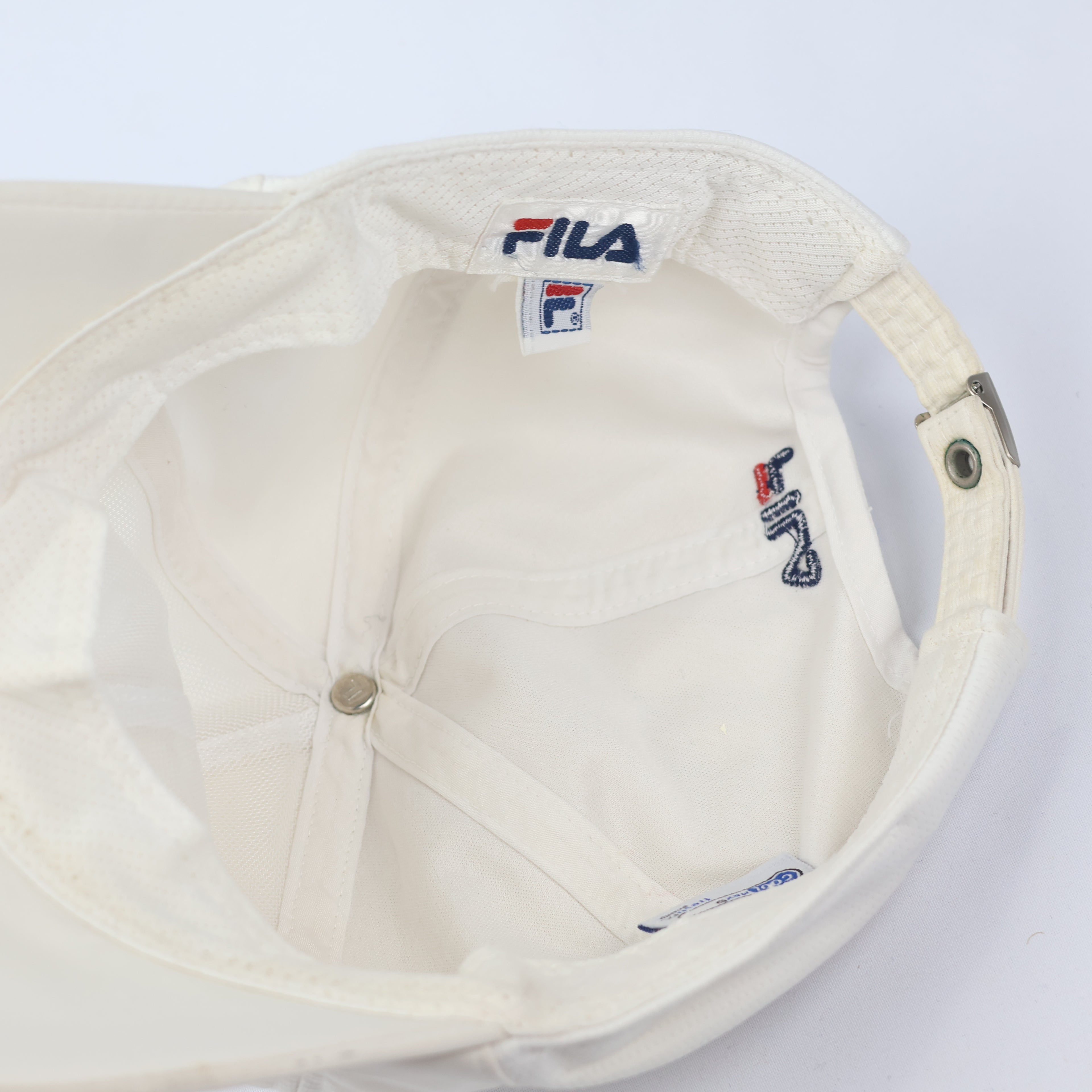 FILA Italia CoolMax Performance Thrifted Baseball Cap - White Sport Hat