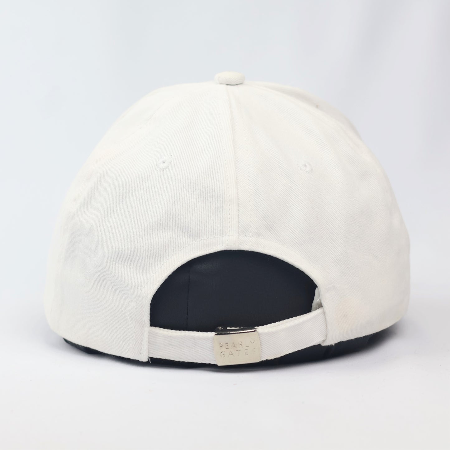 Pearly Gates White Cotton Golf Thrifted Cap - Navy Blue Embroidered Logo