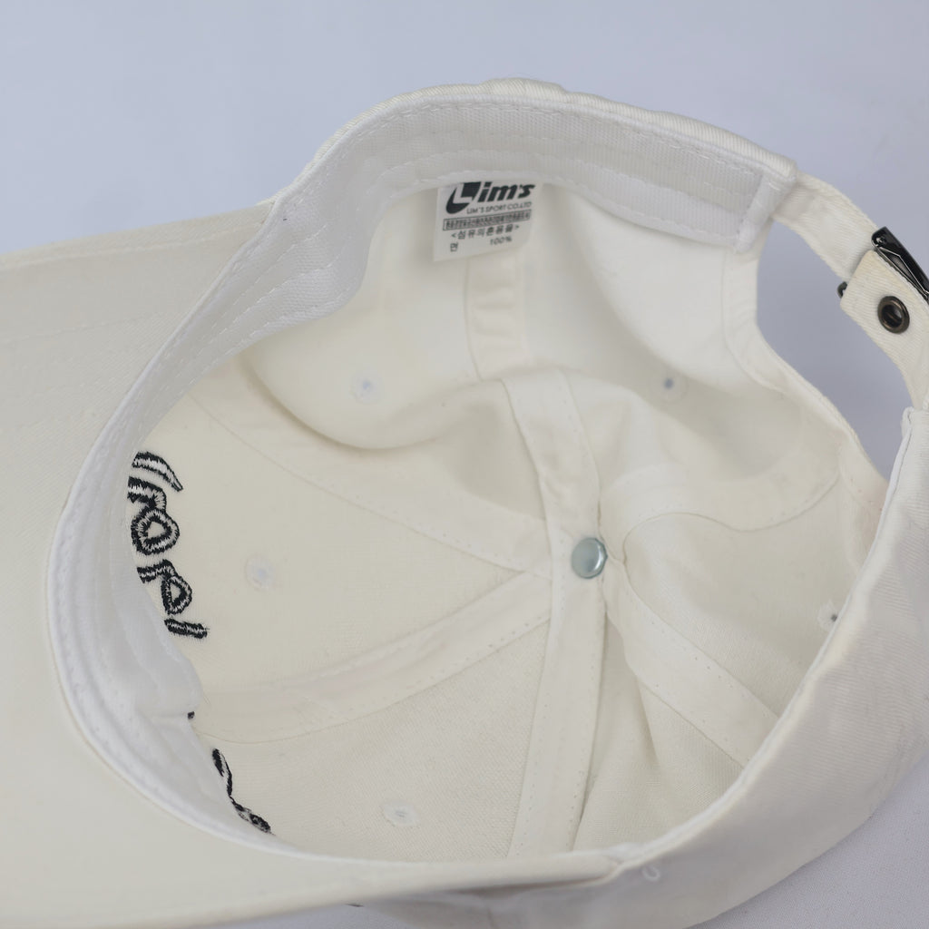 Kyochon 1991 Embroidered Cream Baseball Thrifted Cap - Adjustable White Hat