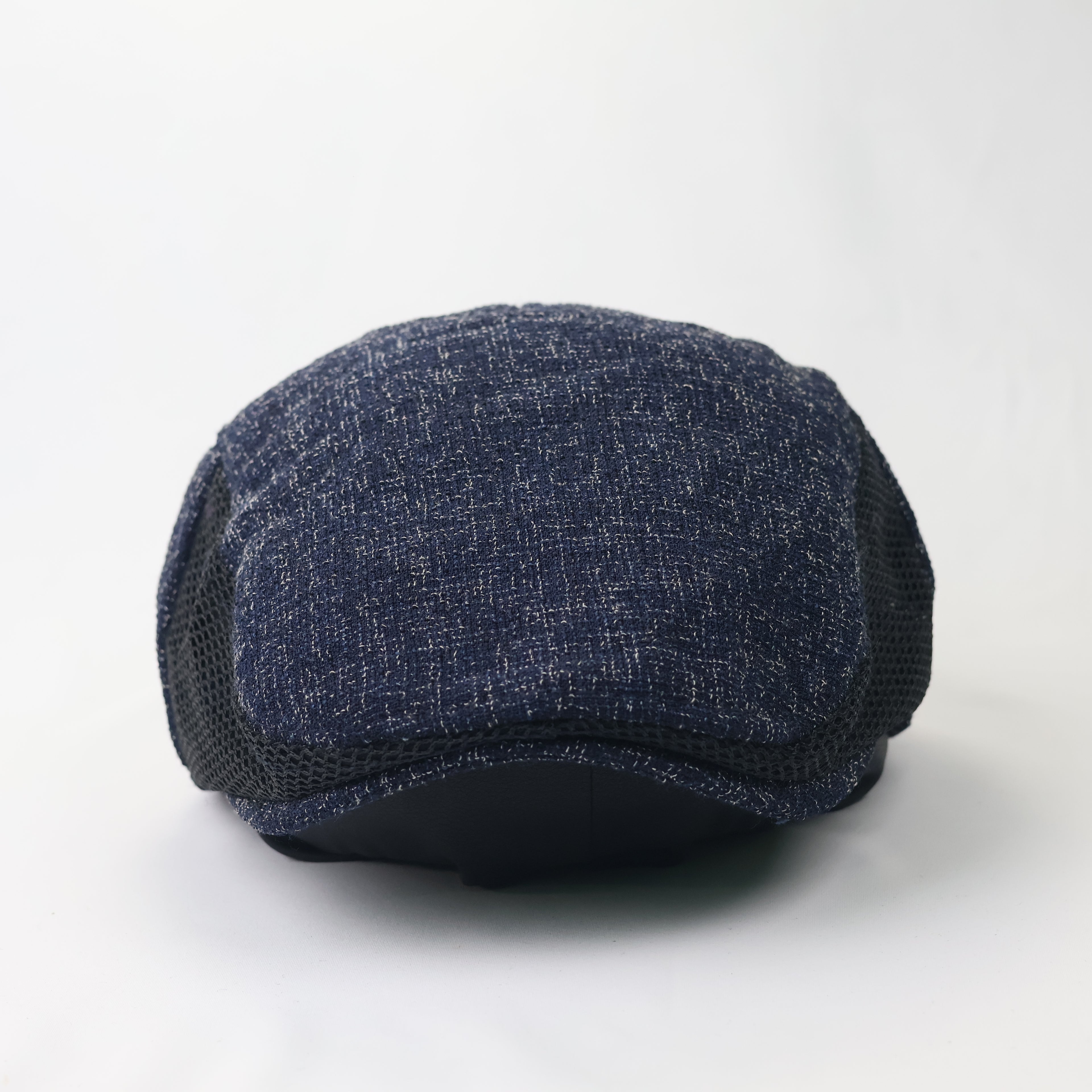 Vintage Speckled Navy Flat Cap - Breathable Mesh Side Panels