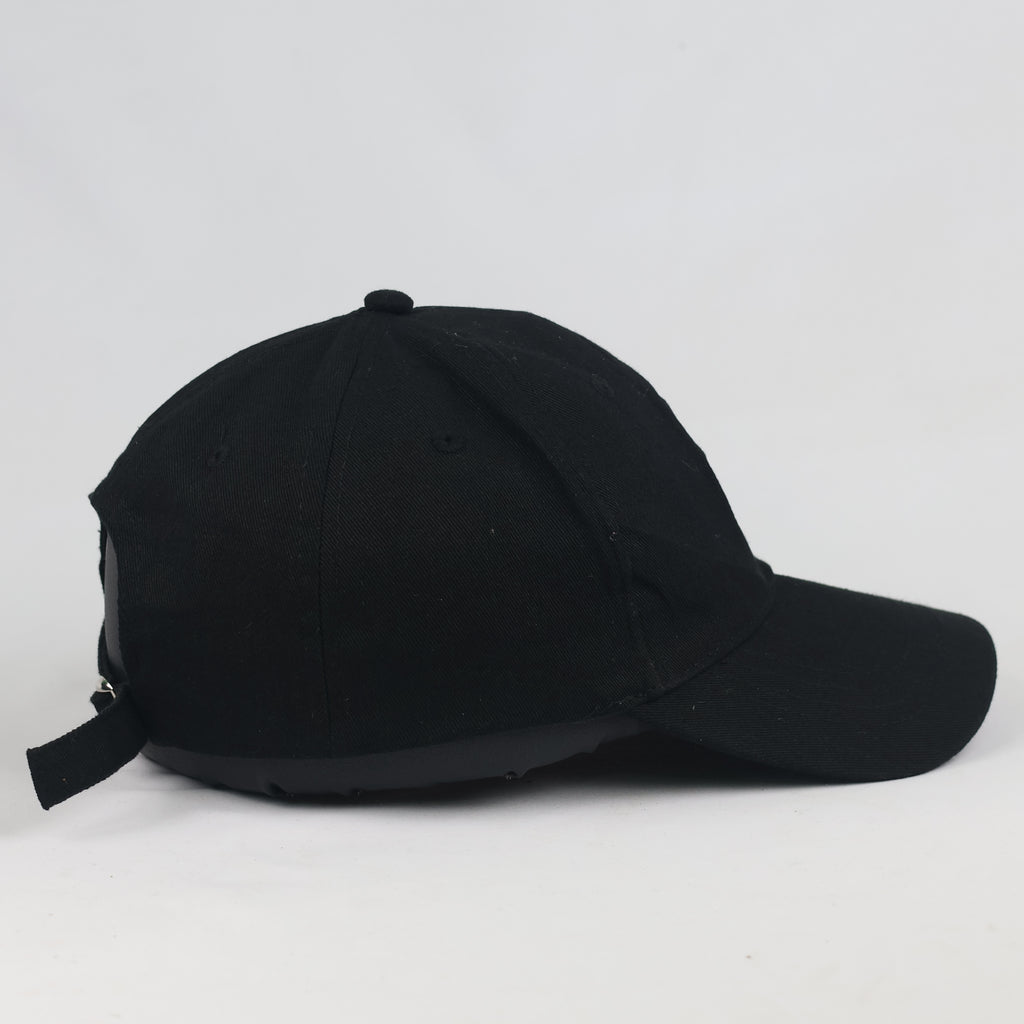 Thrifted Sinsay White Butterfly Outline Black Strapback Cap - Size 56-58cm