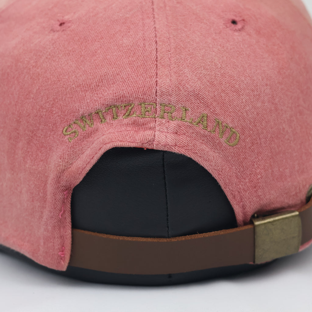 Switzerland "Edelweiss" Two-Tone Cap with Leather Strap & Brass Buckle