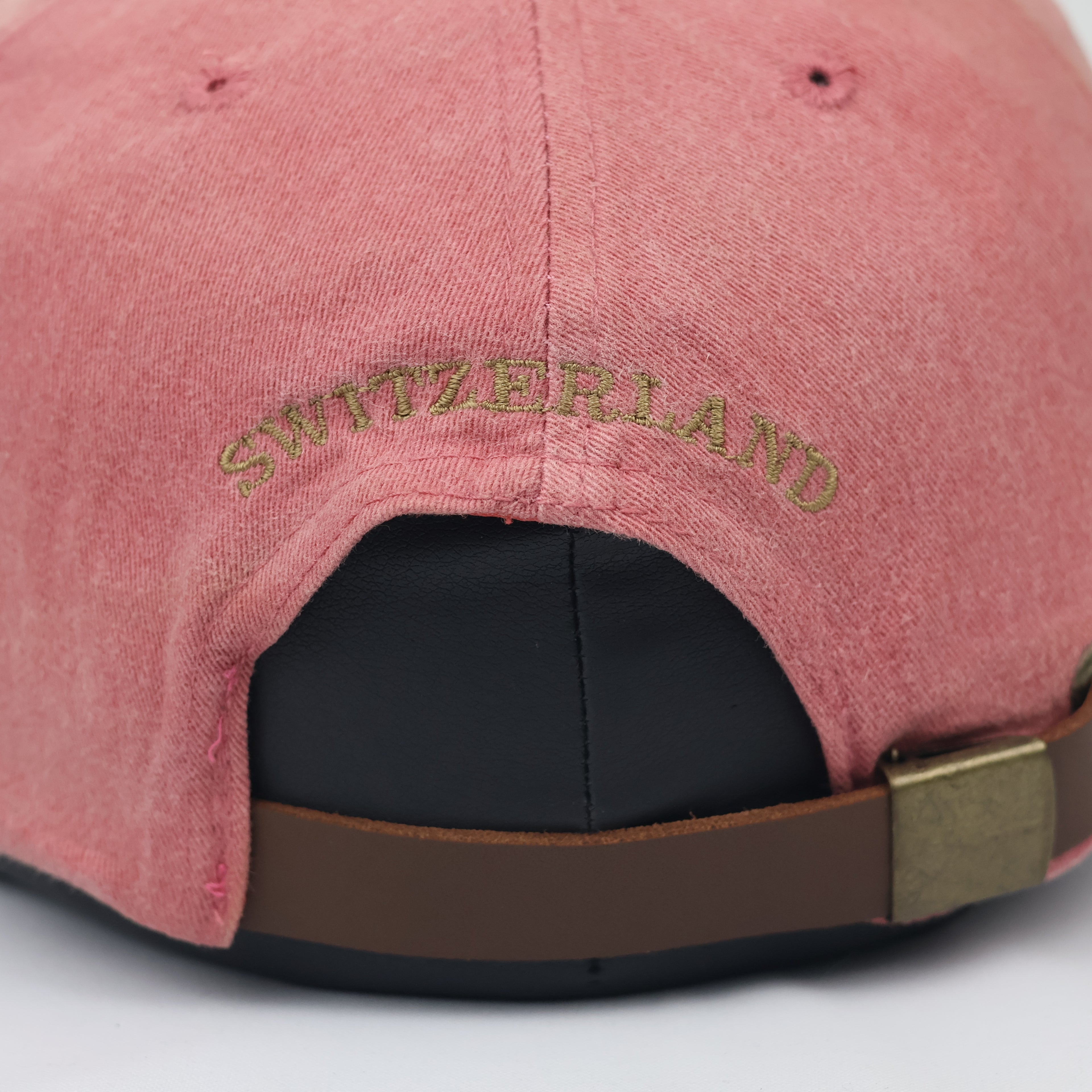 Switzerland "Edelweiss" Two-Tone Cap with Leather Strap & Brass Buckle