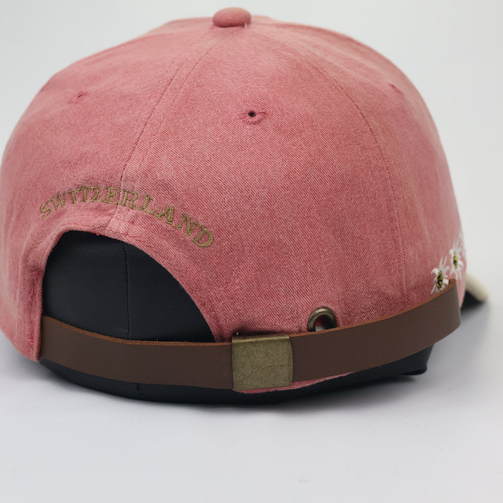 Switzerland "Edelweiss" Two-Tone Cap with Leather Strap & Brass Buckle
