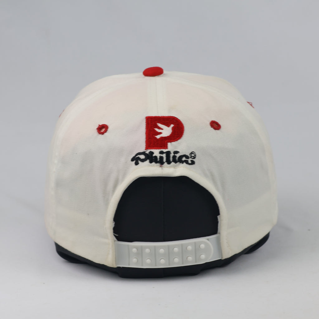 Thrifted Vintage LA Raiders White & Red Snapback Cap - Green Underbrim