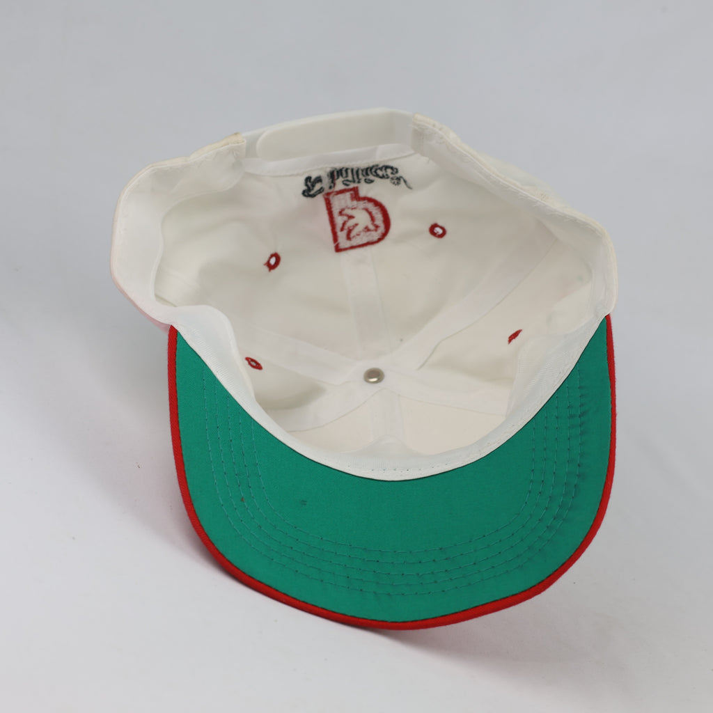Thrifted Vintage LA Raiders White & Red Snapback Cap - Green Underbrim