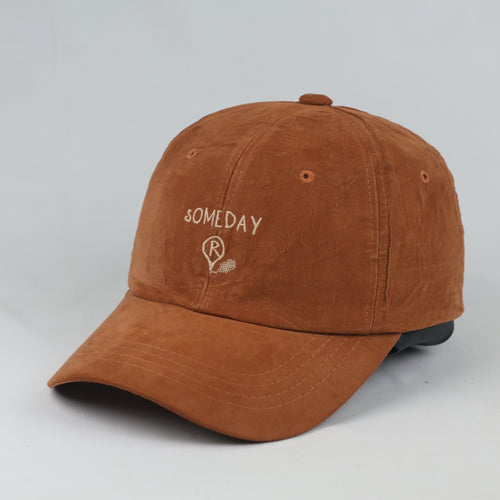 Thrifted Rust Brown Cotton Suede-Finish Baseball Cap - Size 56-58cm
