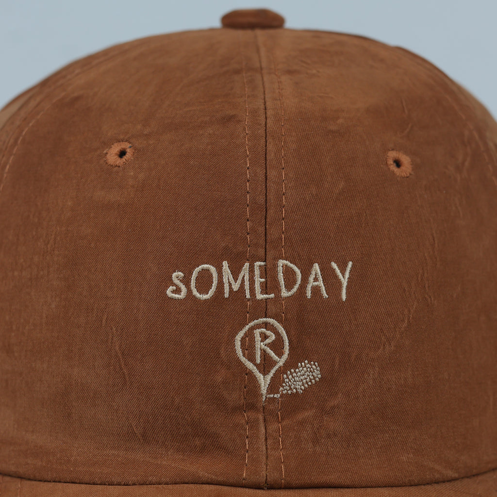 Thrifted Rust Brown Cotton Suede-Finish Baseball Cap - Size 56-58cm