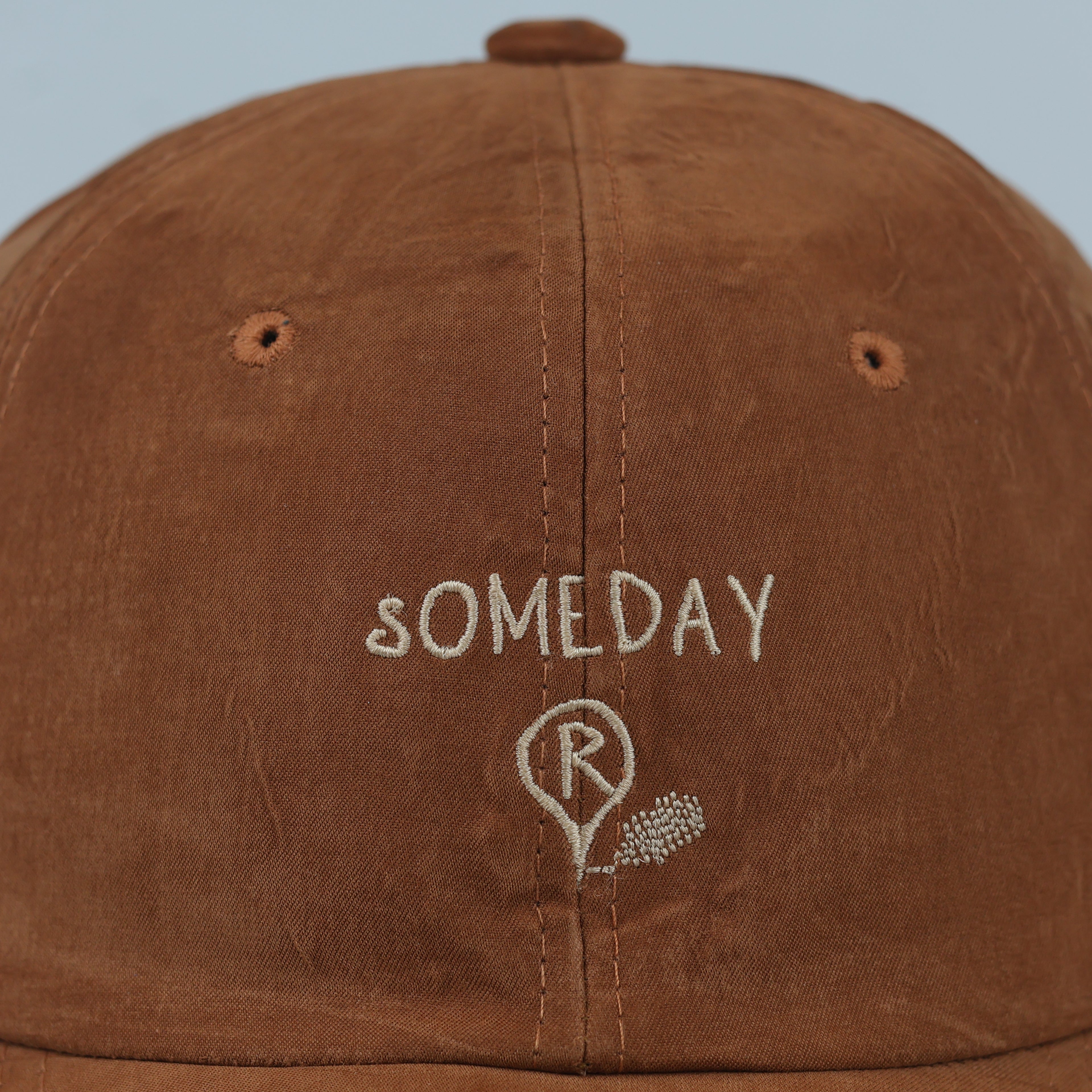 Thrifted Rust Brown Cotton Suede-Finish Baseball Cap - Size 56-58cm