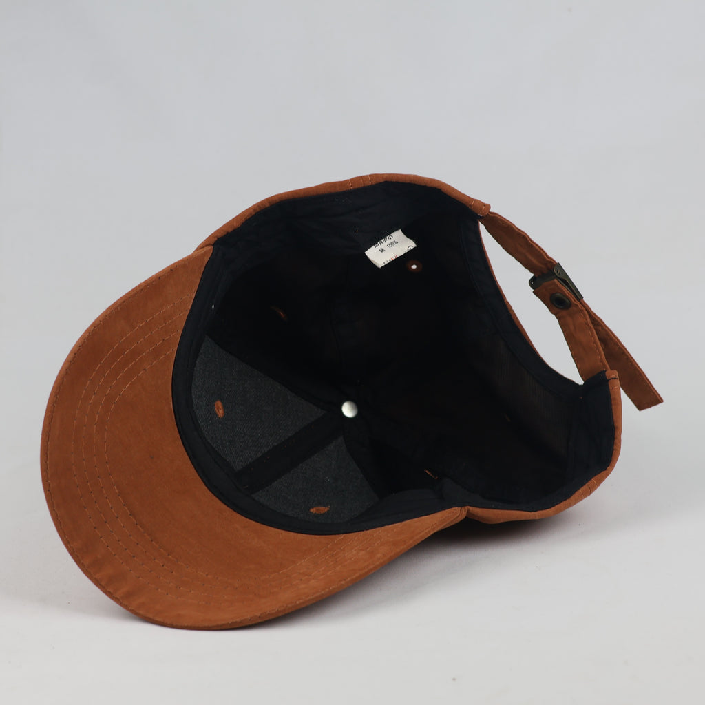 Thrifted Rust Brown Cotton Suede-Finish Baseball Cap - Size 56-58cm