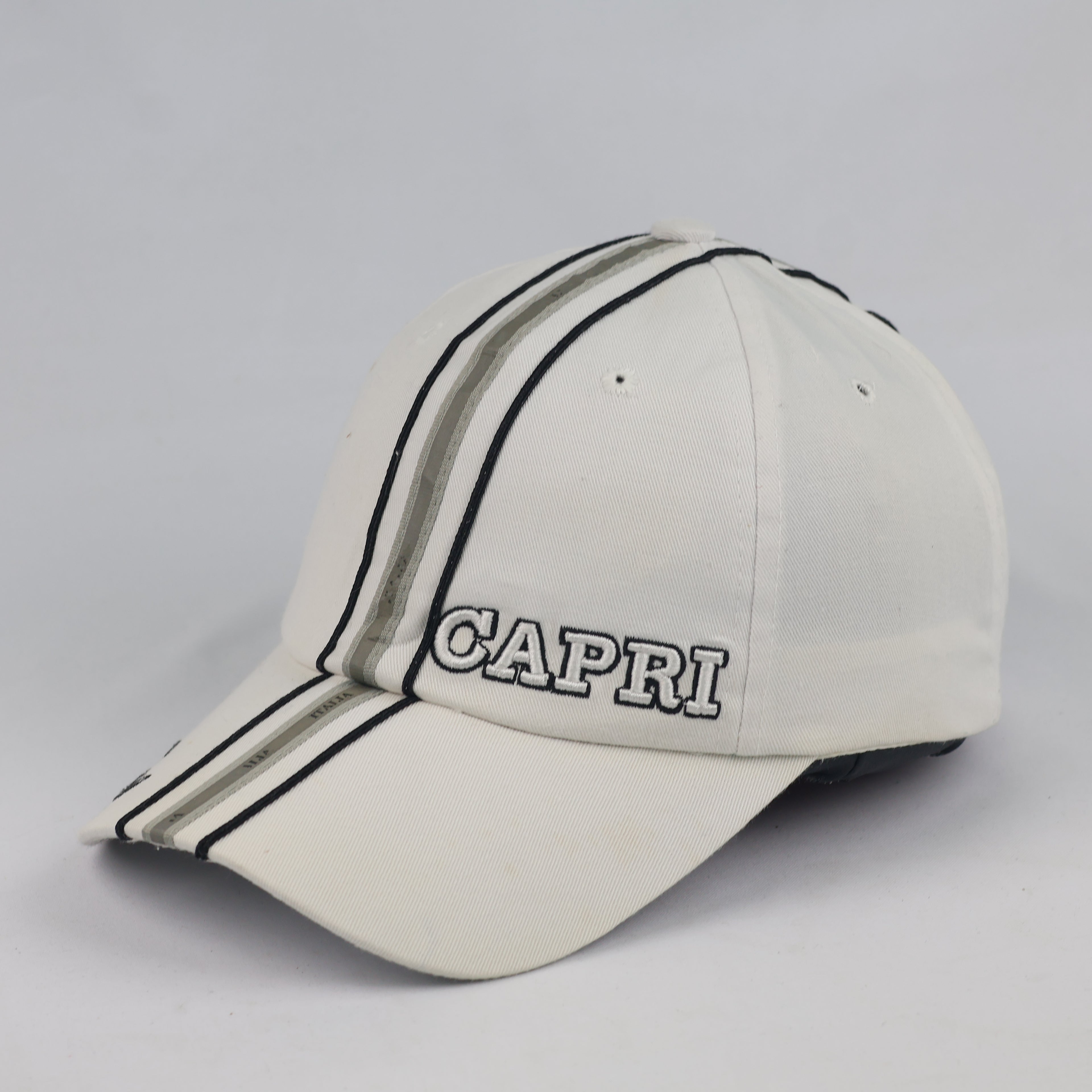 Thrifted Emanue Line Capri Embroidered White Strapback Hat - Size 56-58cm