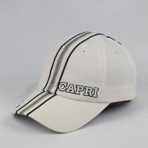 Thrifted Emanue Line Capri Embroidered White Strapback Hat - Size 56-58cm