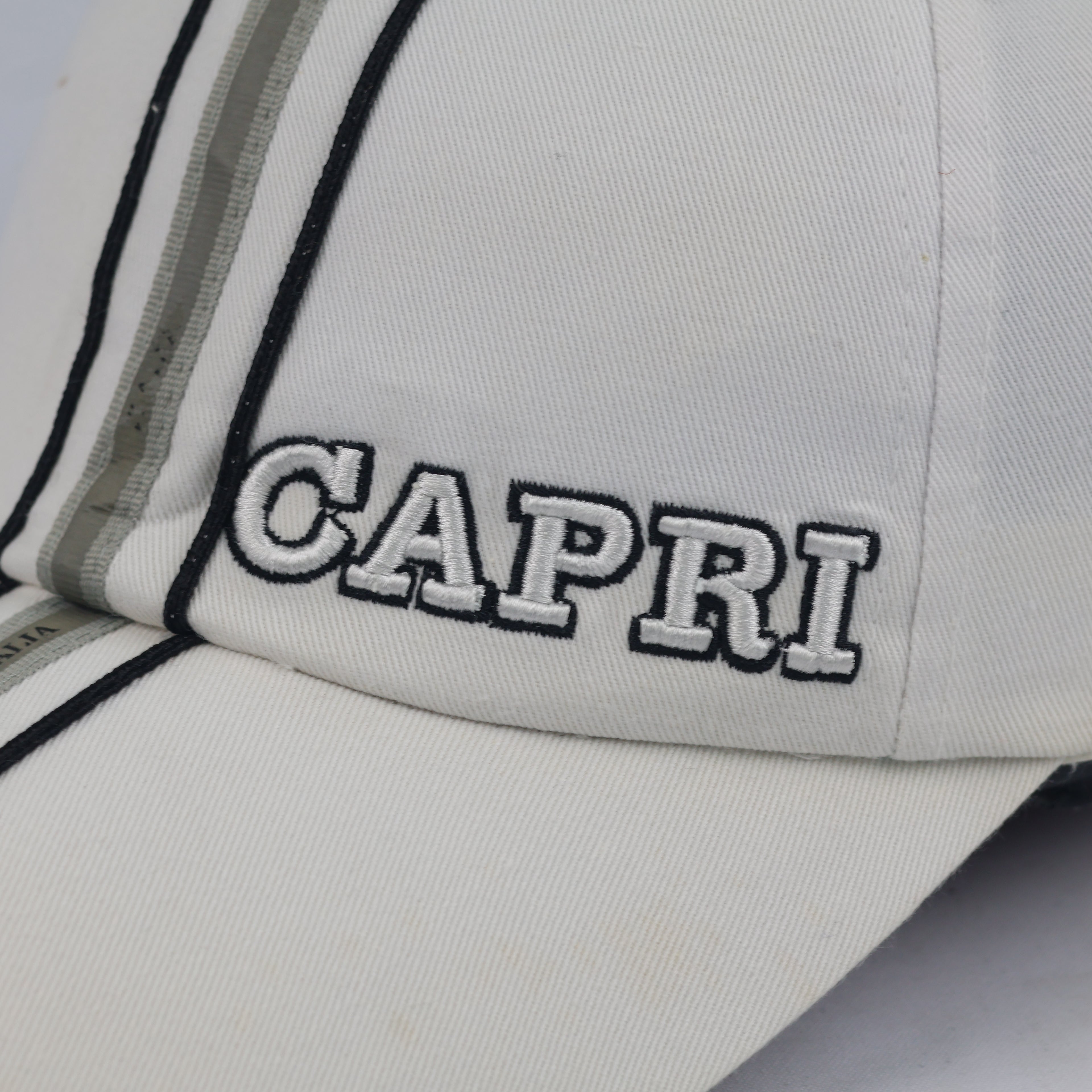 Thrifted Emanue Line Capri Embroidered White Strapback Hat - Size 56-58cm