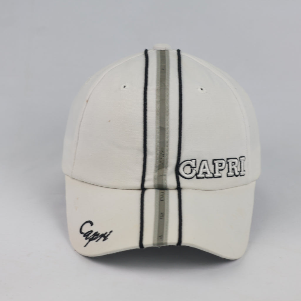 Thrifted Emanue Line Capri Embroidered White Strapback Hat - Size 56-58cm