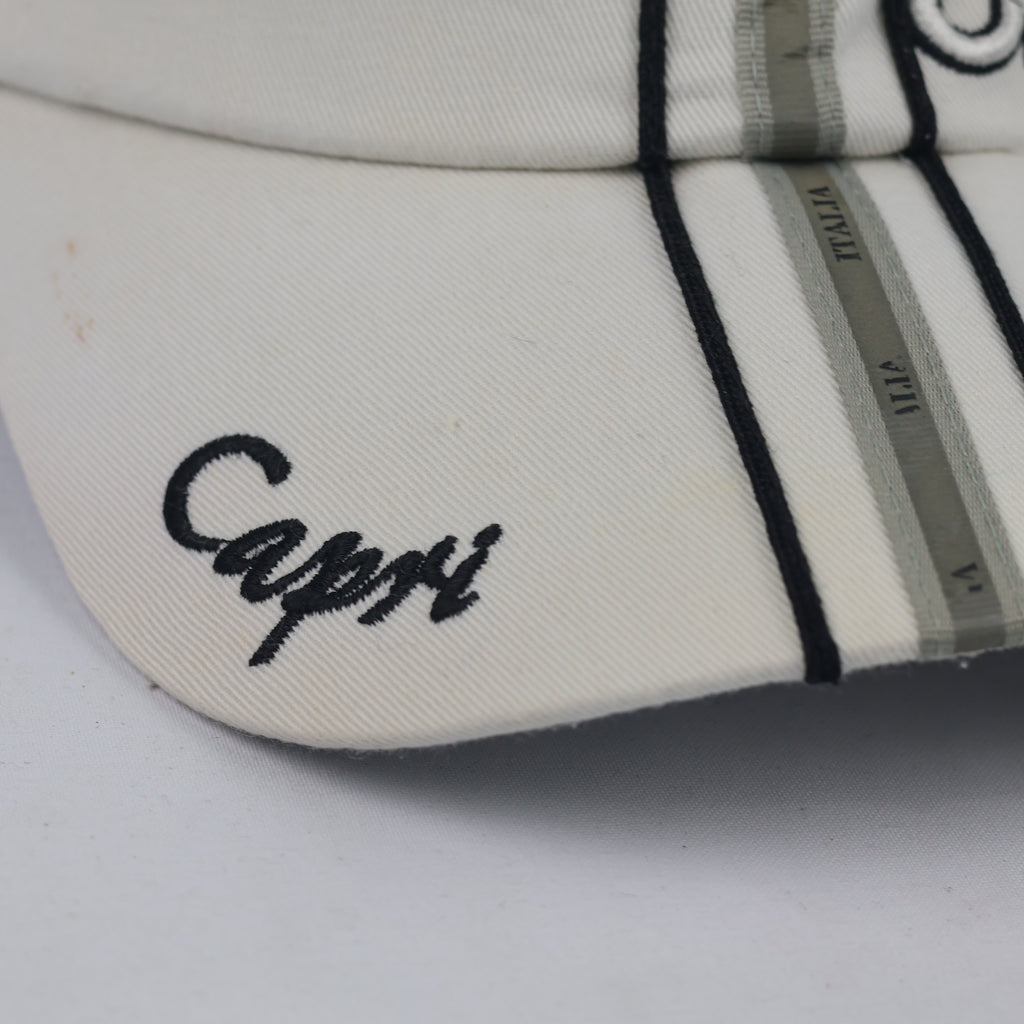Thrifted Emanue Line Capri Embroidered White Strapback Hat - Size 56-58cm
