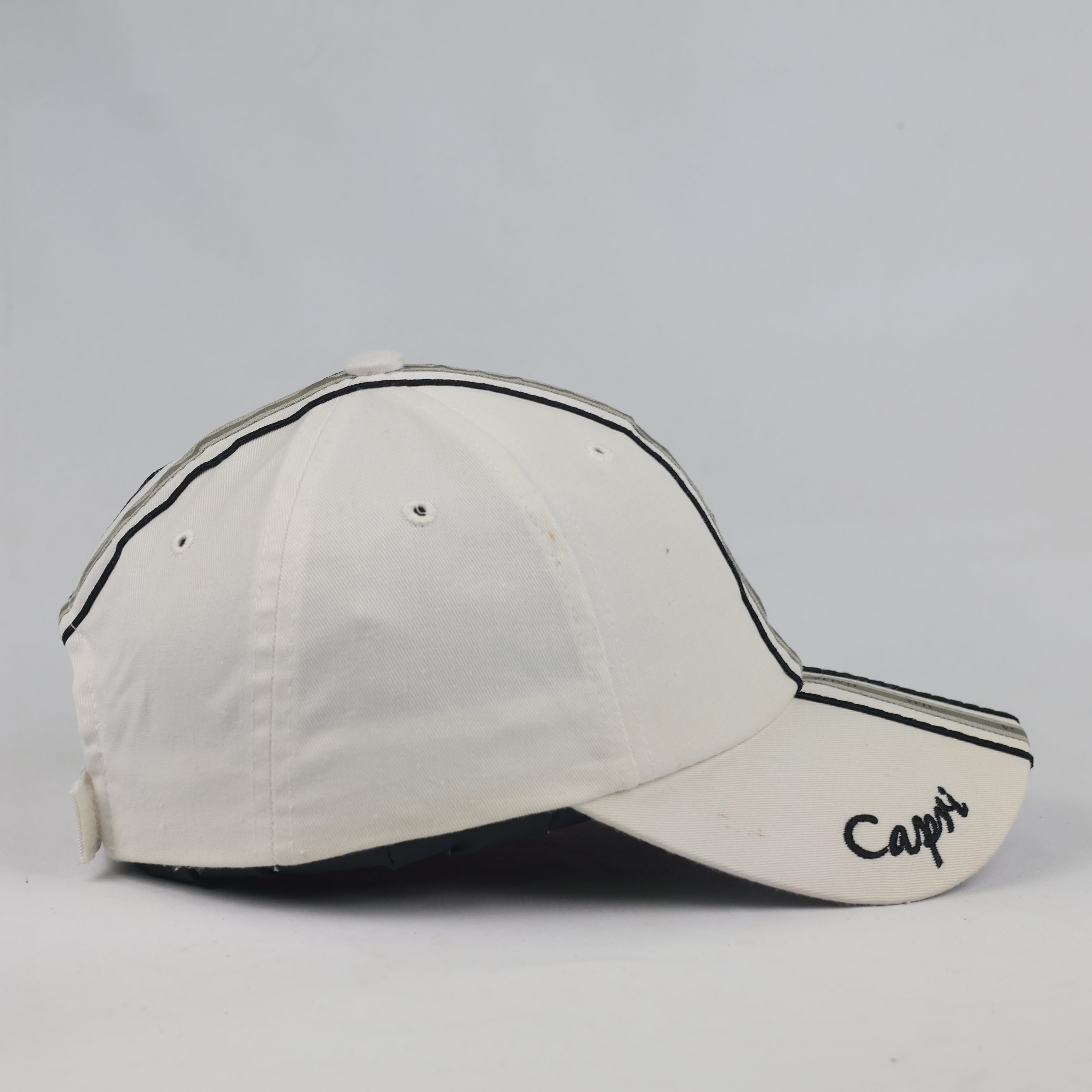 Thrifted Emanue Line Capri Embroidered White Strapback Hat - Size 56-58cm
