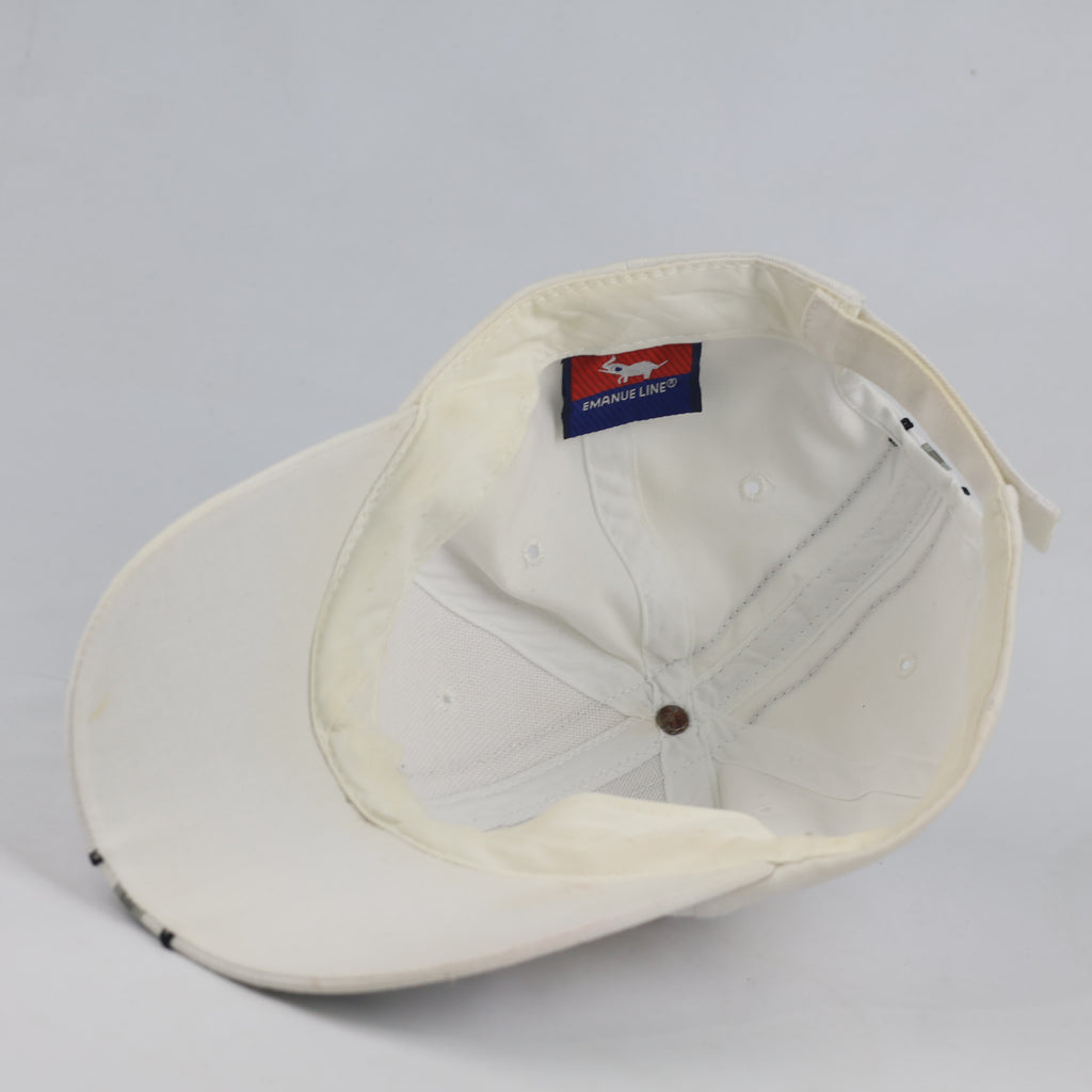 Thrifted Emanue Line Capri Embroidered White Strapback Hat - Size 56-58cm
