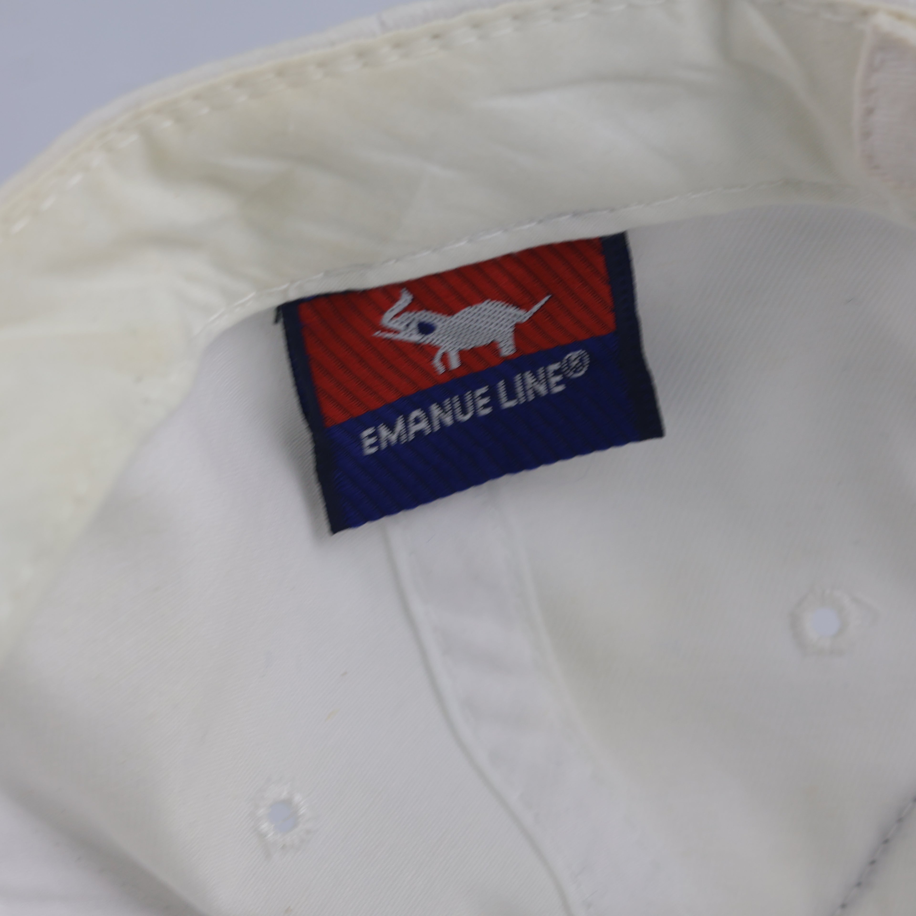 Thrifted Emanue Line Capri Embroidered White Strapback Hat - Size 56-58cm