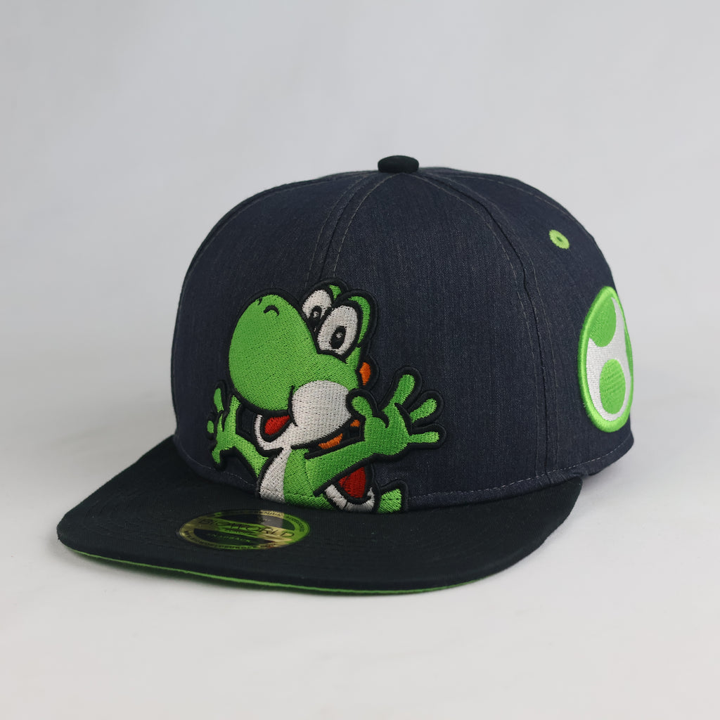 Thrifted Nintendo Super Mario Yoshi Navy Denim Snapback Cap (Size 57–59 cm) | 10872