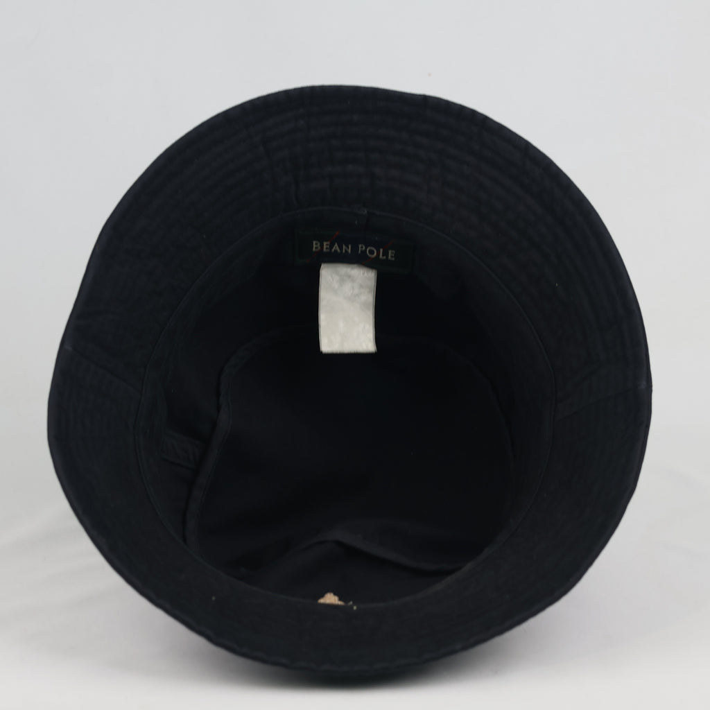 Thrifted Bean Pole Navy Blue Striped Ribbon Bucket Hat - Size 57cm