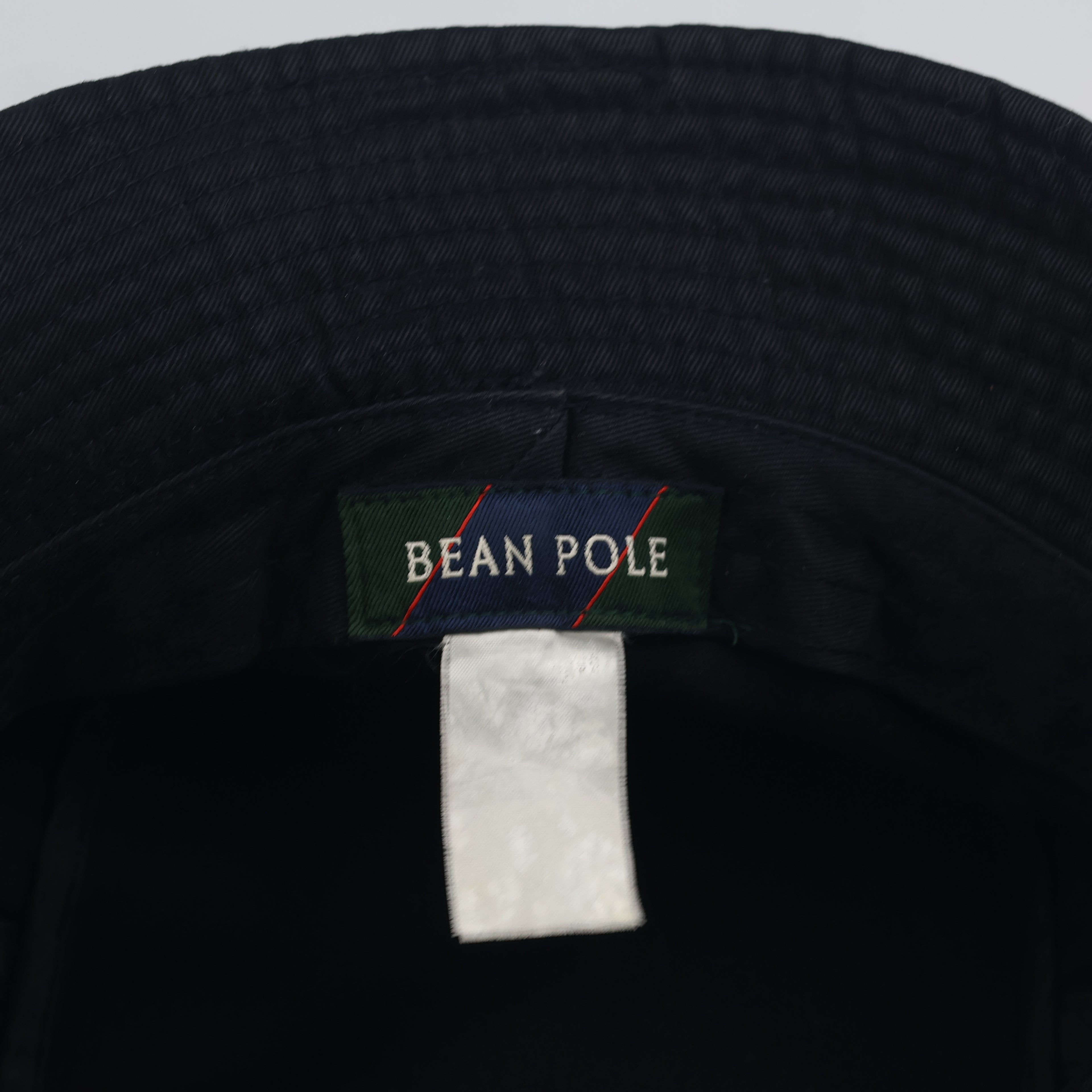 Thrifted Bean Pole Navy Blue Striped Ribbon Bucket Hat - Size 57cm