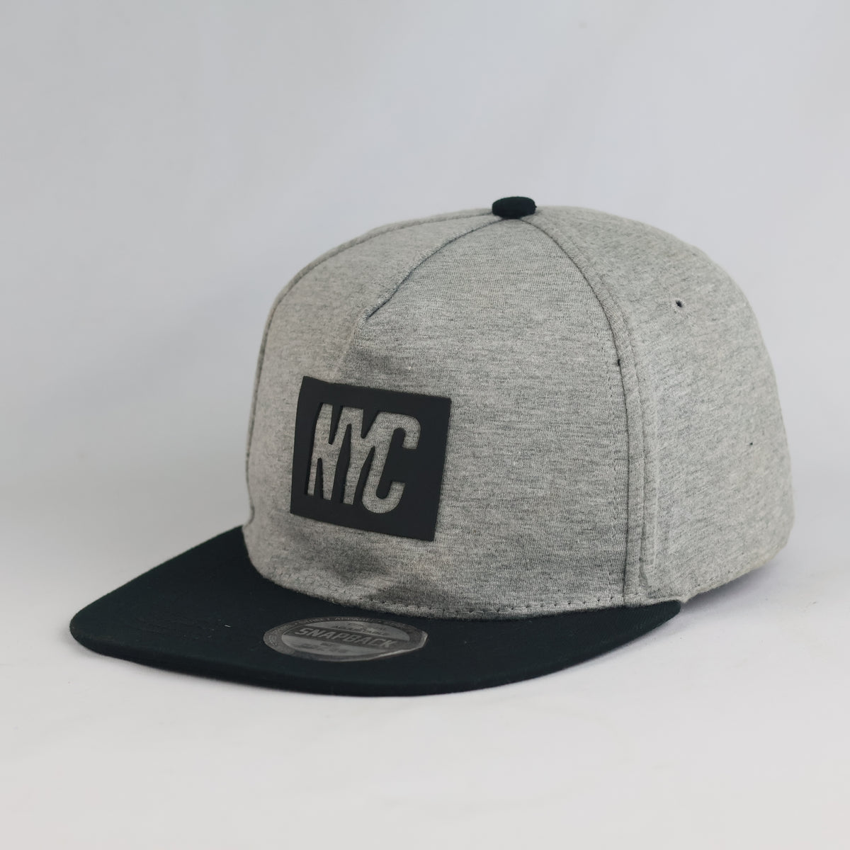 Thrifted NYC Rubber Patch Grey Cotton Jersey Snapback Cap (Size 56–58 cm) | 10873