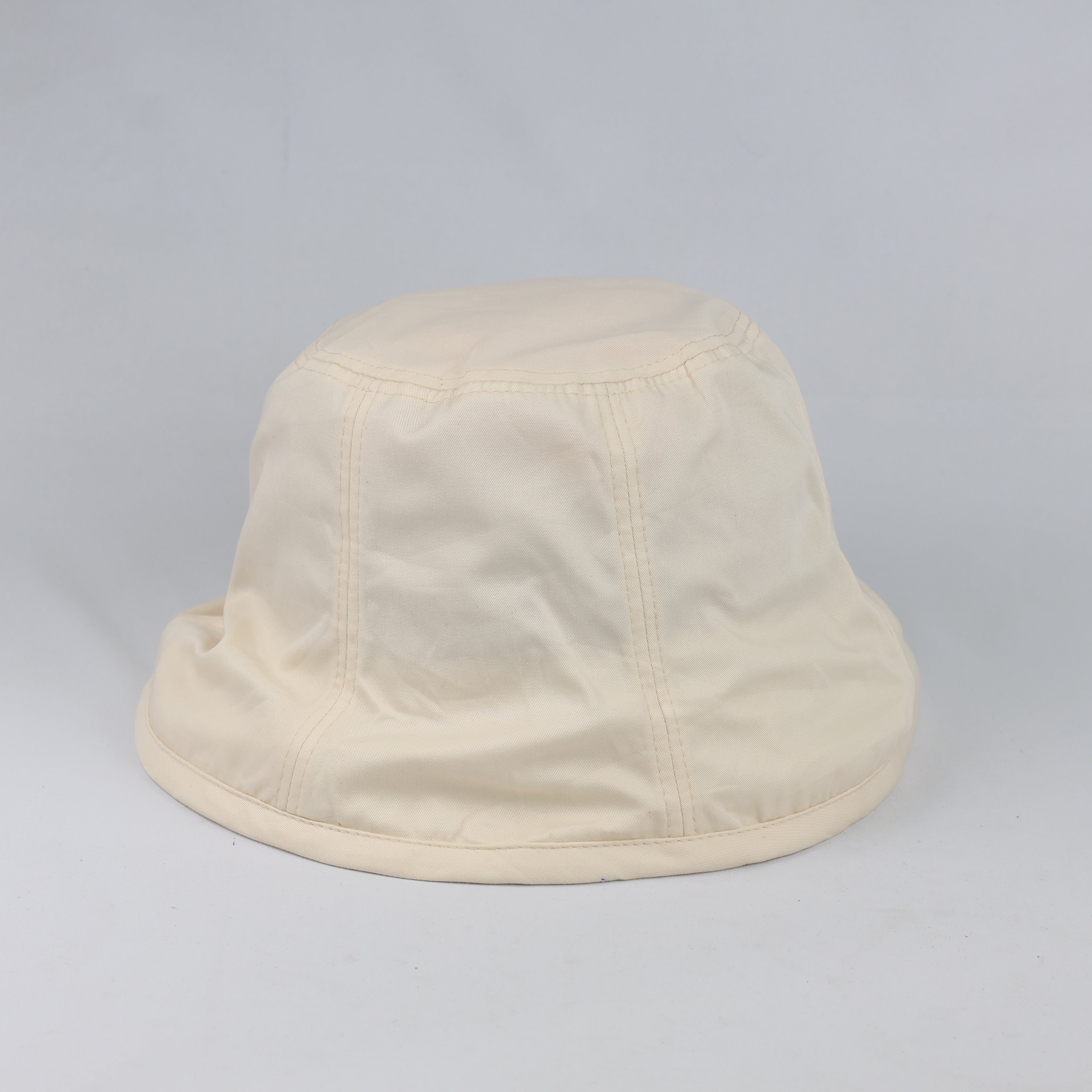 Thrifted Marchen Cream Solid Twill Sun Bucket Hat - Size 58cm