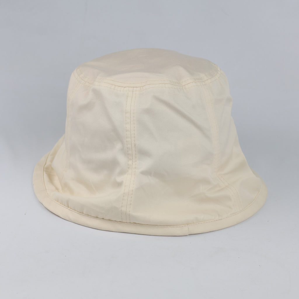 Thrifted Marchen Cream Solid Twill Sun Bucket Hat - Size 58cm