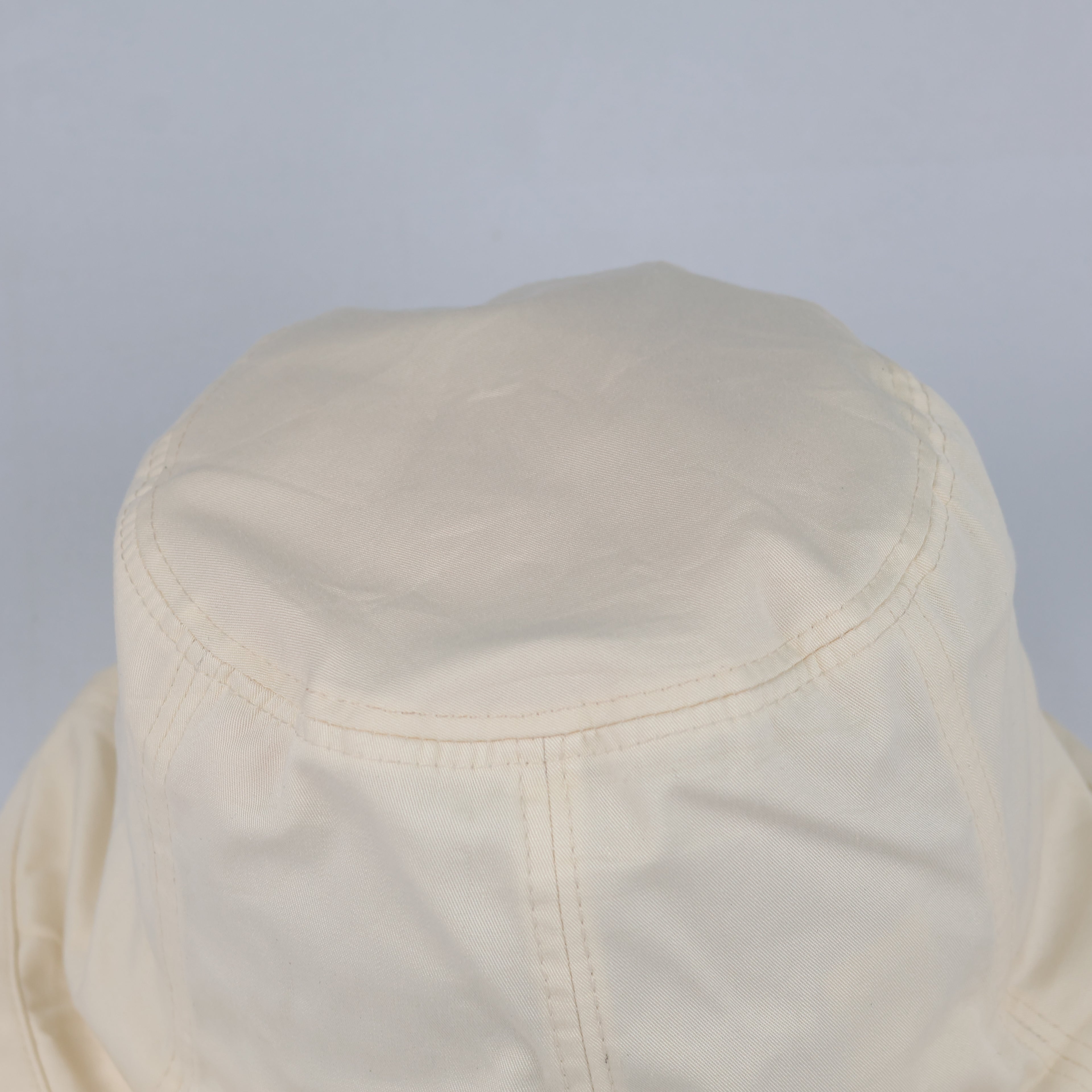 Thrifted Marchen Cream Solid Twill Sun Bucket Hat - Size 58cm