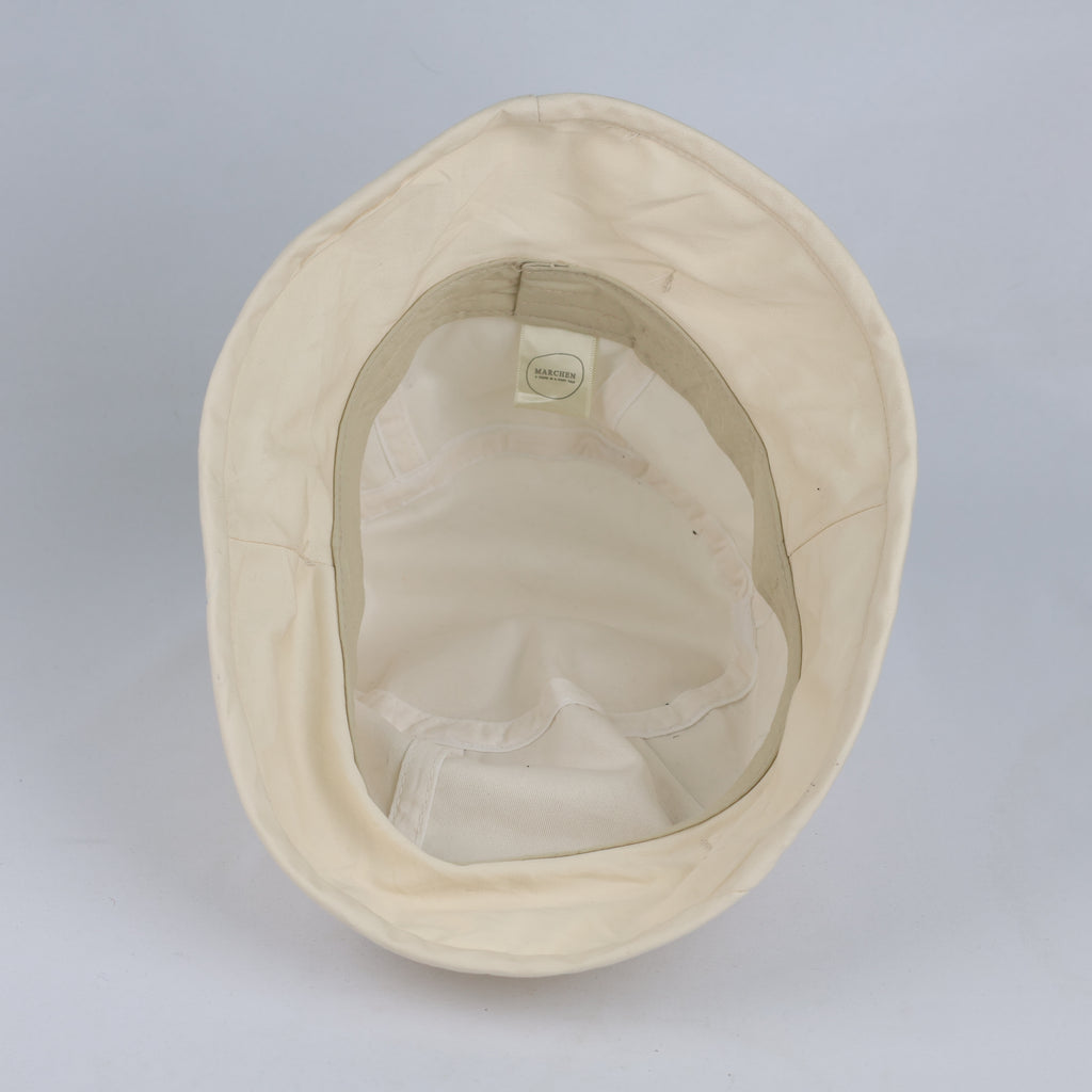 Thrifted Marchen Cream Solid Twill Sun Bucket Hat - Size 58cm