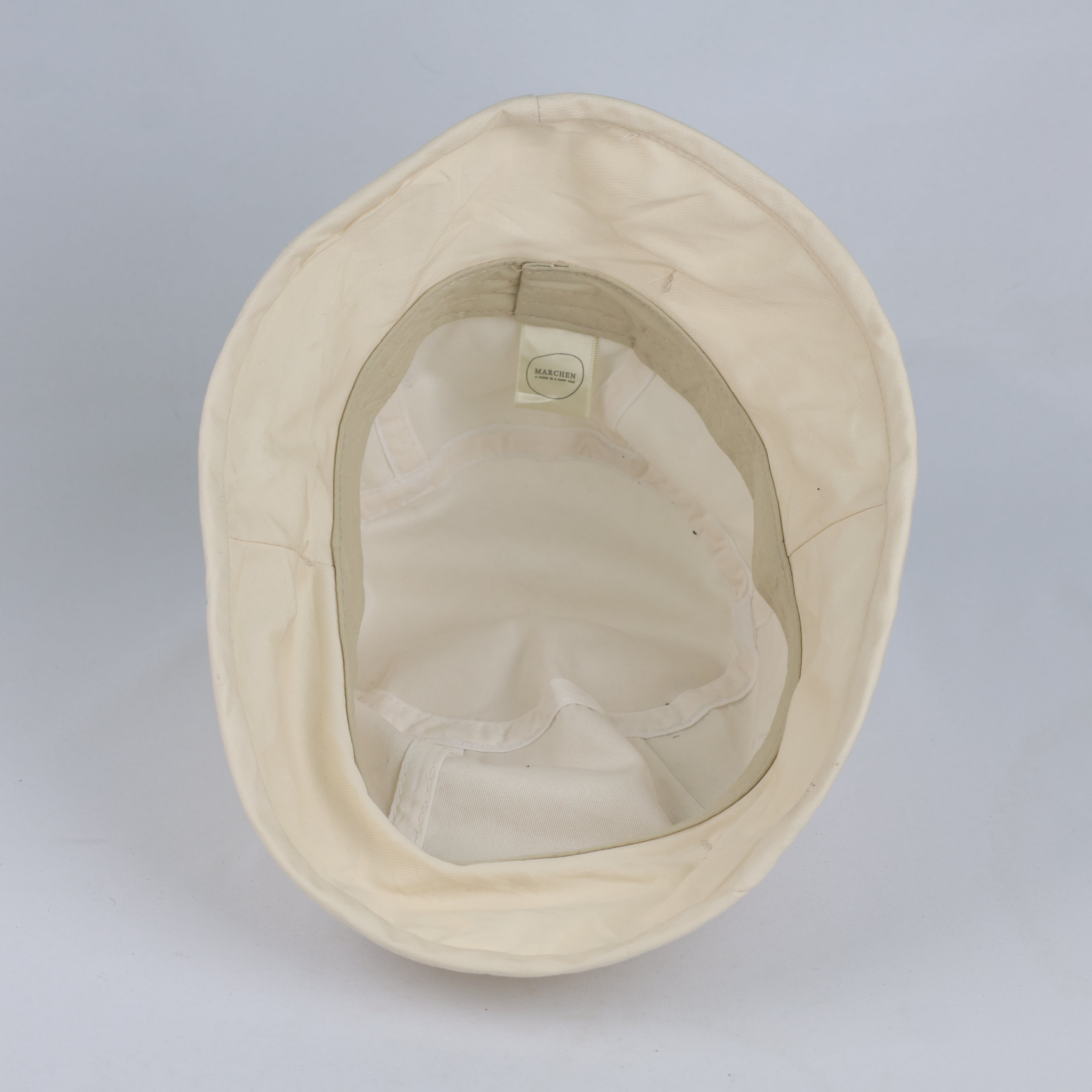 Thrifted Marchen Cream Solid Twill Sun Bucket Hat - Size 58cm