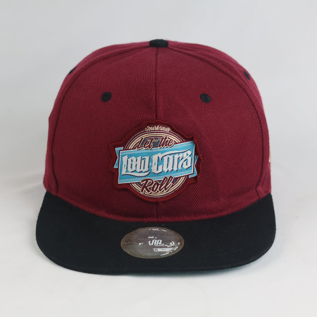 Thrifted Sourkrauts Burgundy & Black Embroidered Snapback Cap (Size 57–59 cm) | 10881